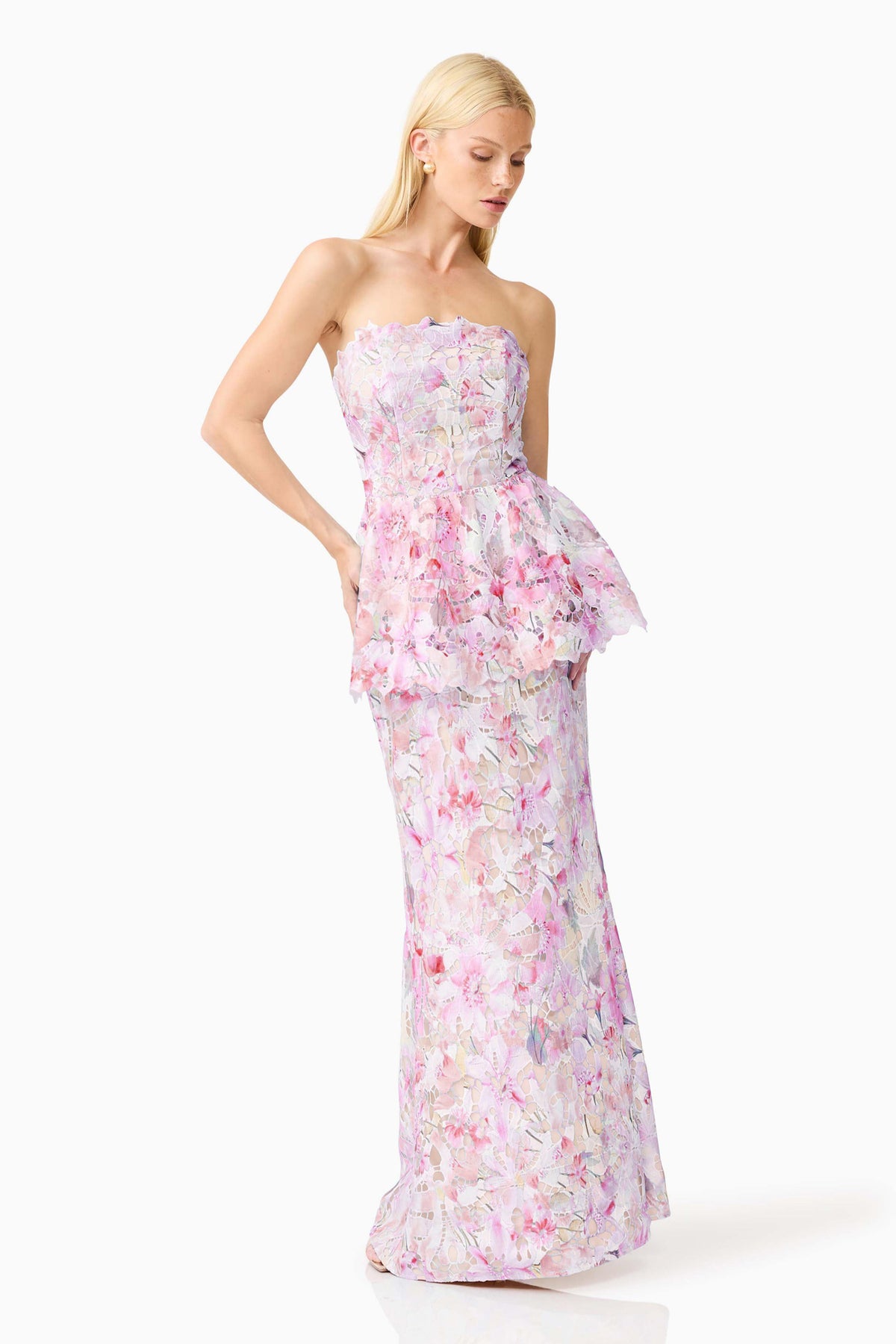 Lace Ruffle Off Shoulder Midi Dress