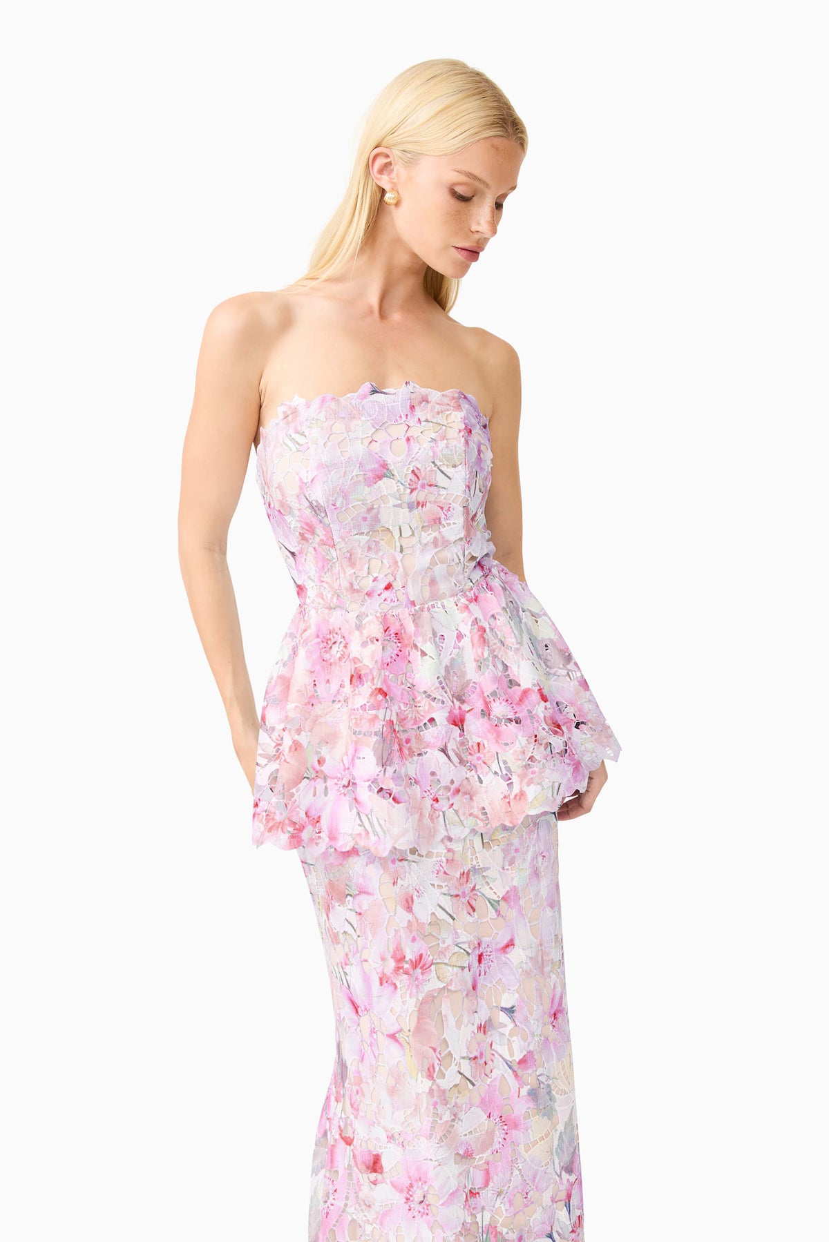 Lace Ruffle Off Shoulder Midi Dress