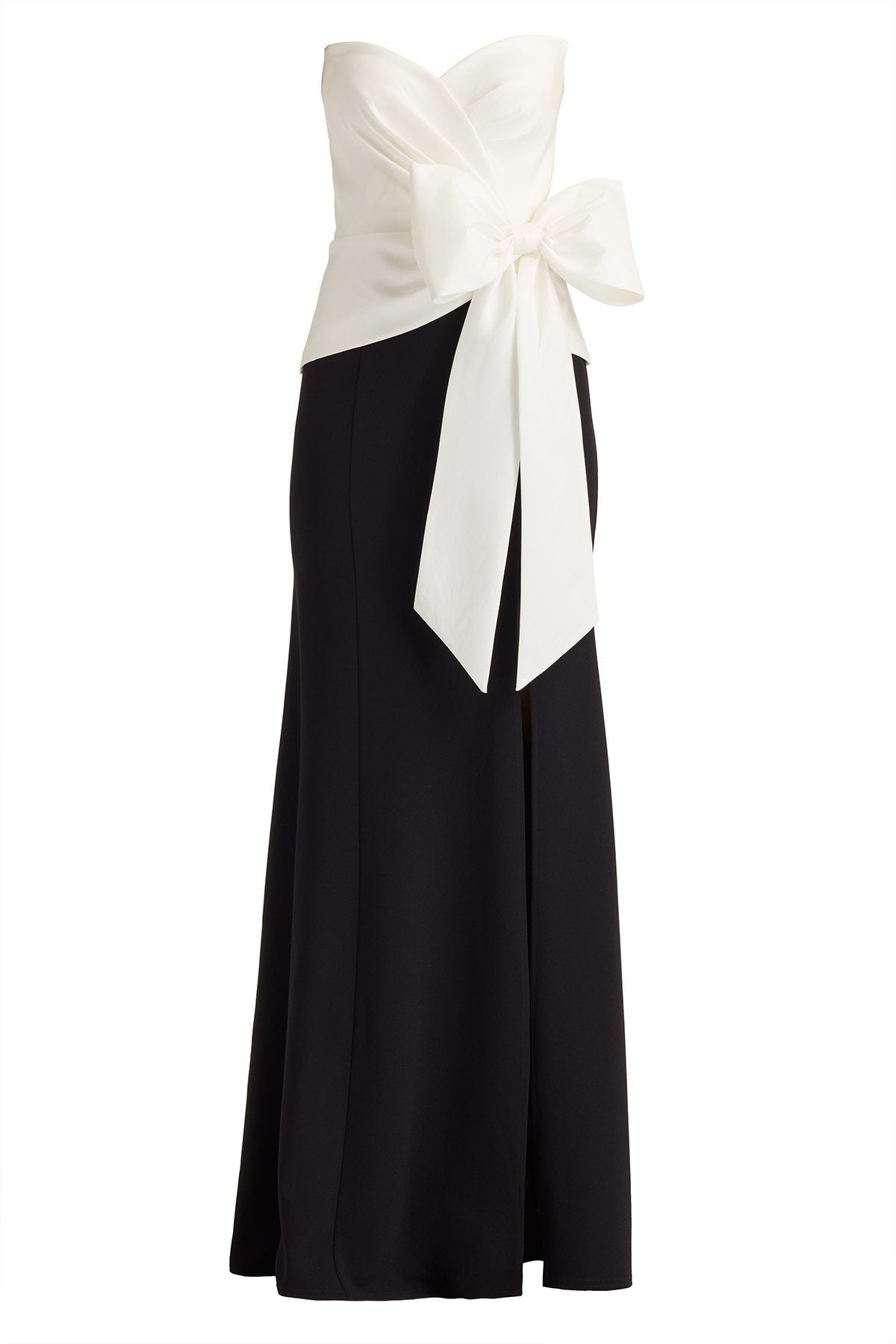 Contrast Color Bow Strapless Maxi Dress