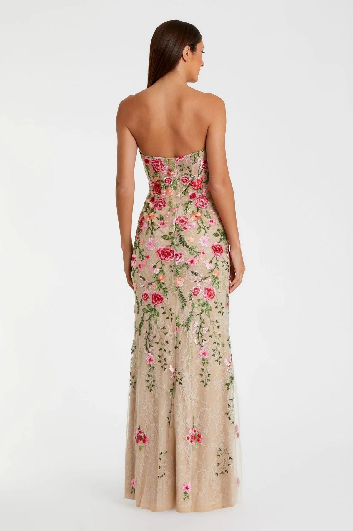 Embroidered Lace Strapless Maxi Dress