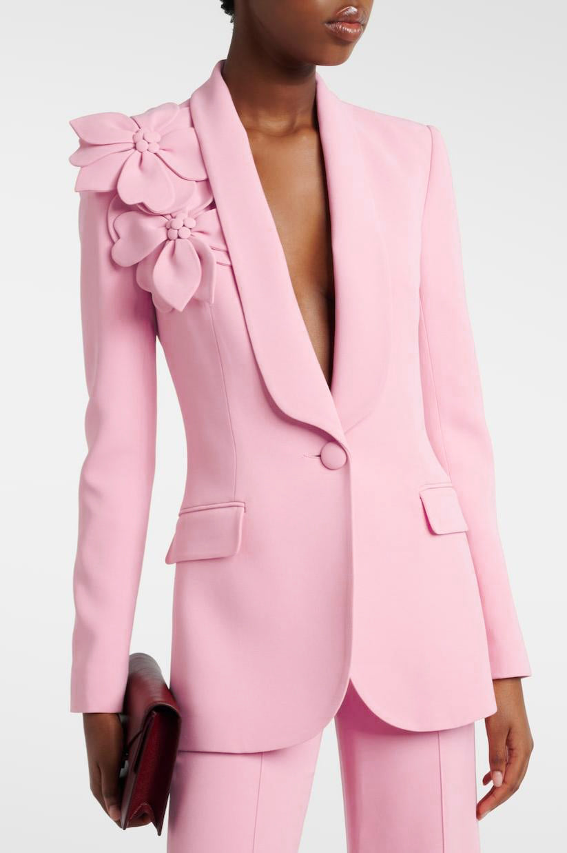 3D Flower Blazer & Pants Set
