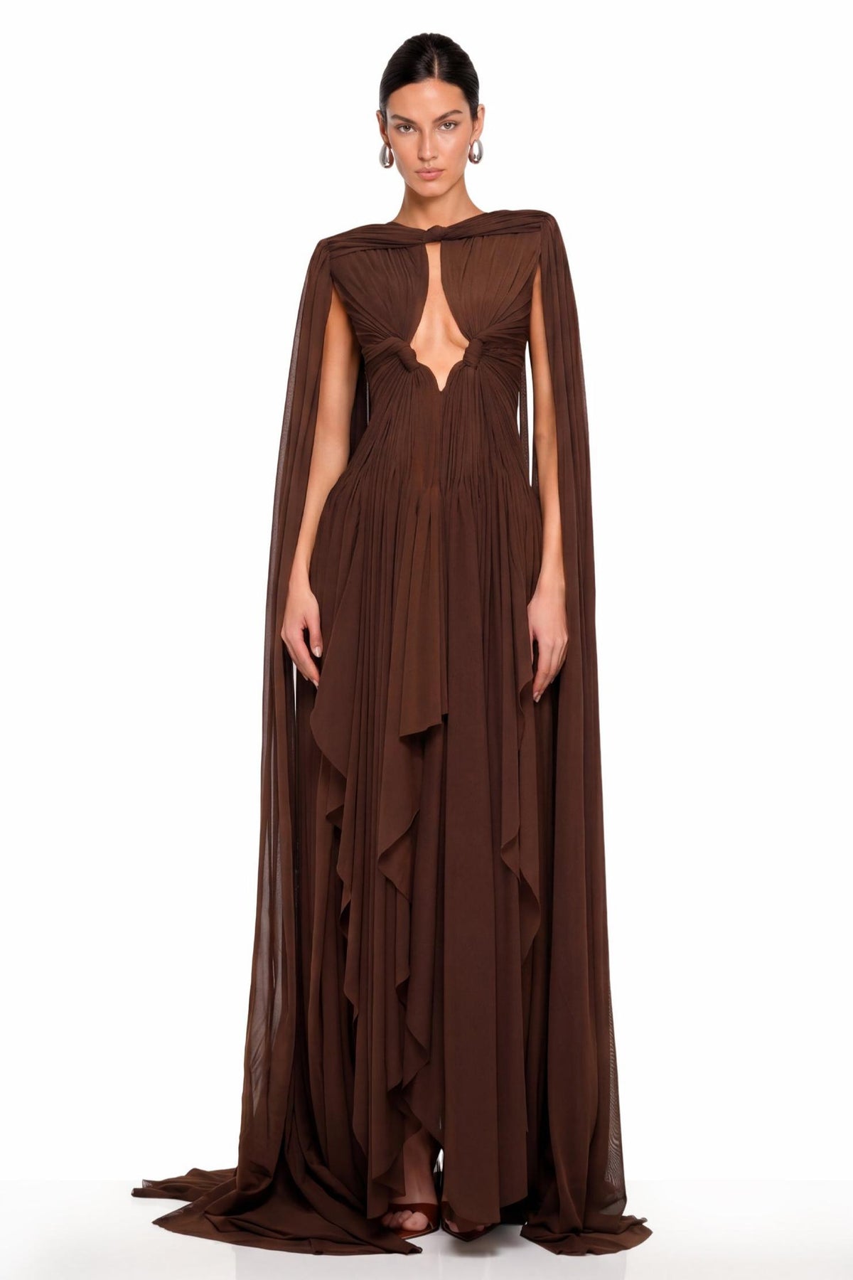 Cut Out Cape Midi Dress