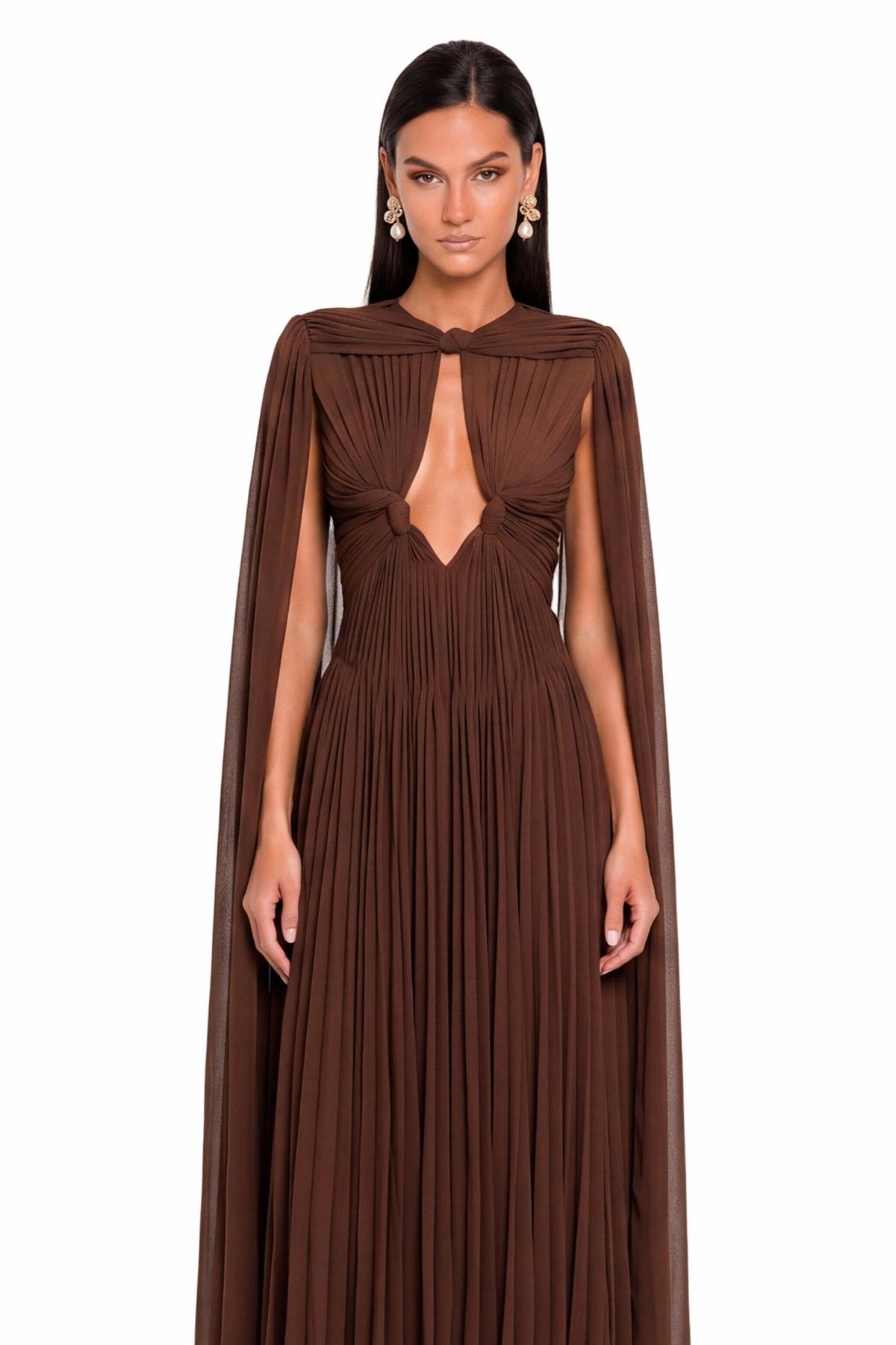 Cut Out Cape Midi Dress