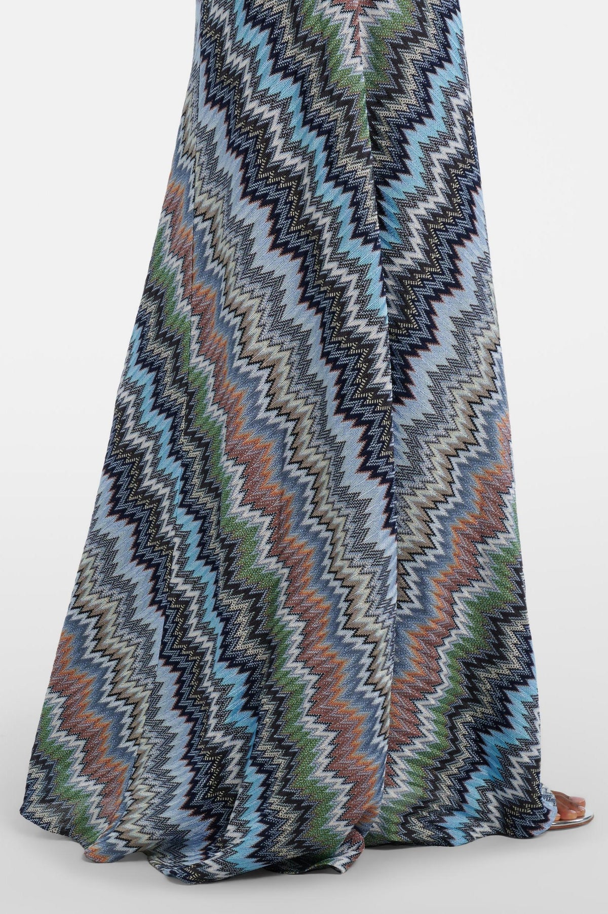 Chevron Print V-Neck Backless Slip Maxi Dress