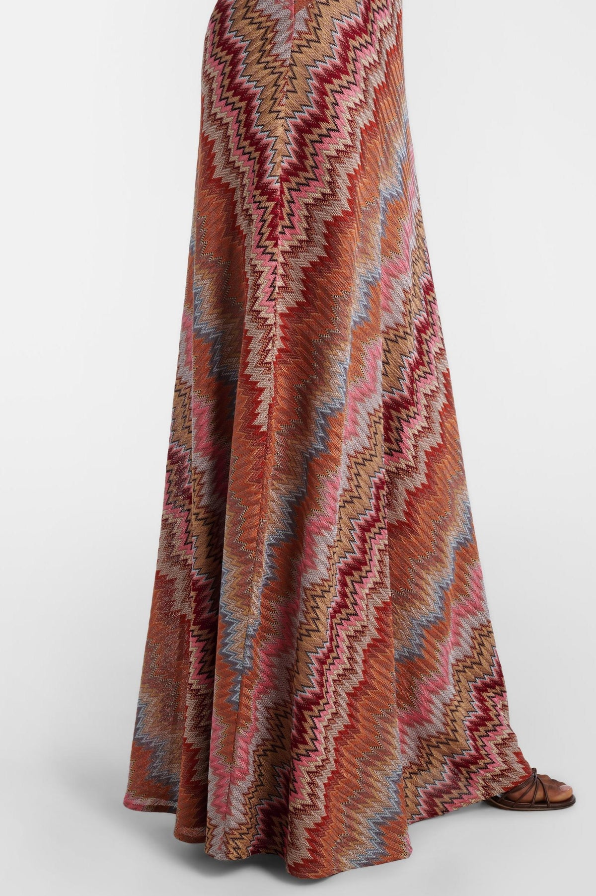 Chevron Print V-Neck Backless Slip Maxi Dress