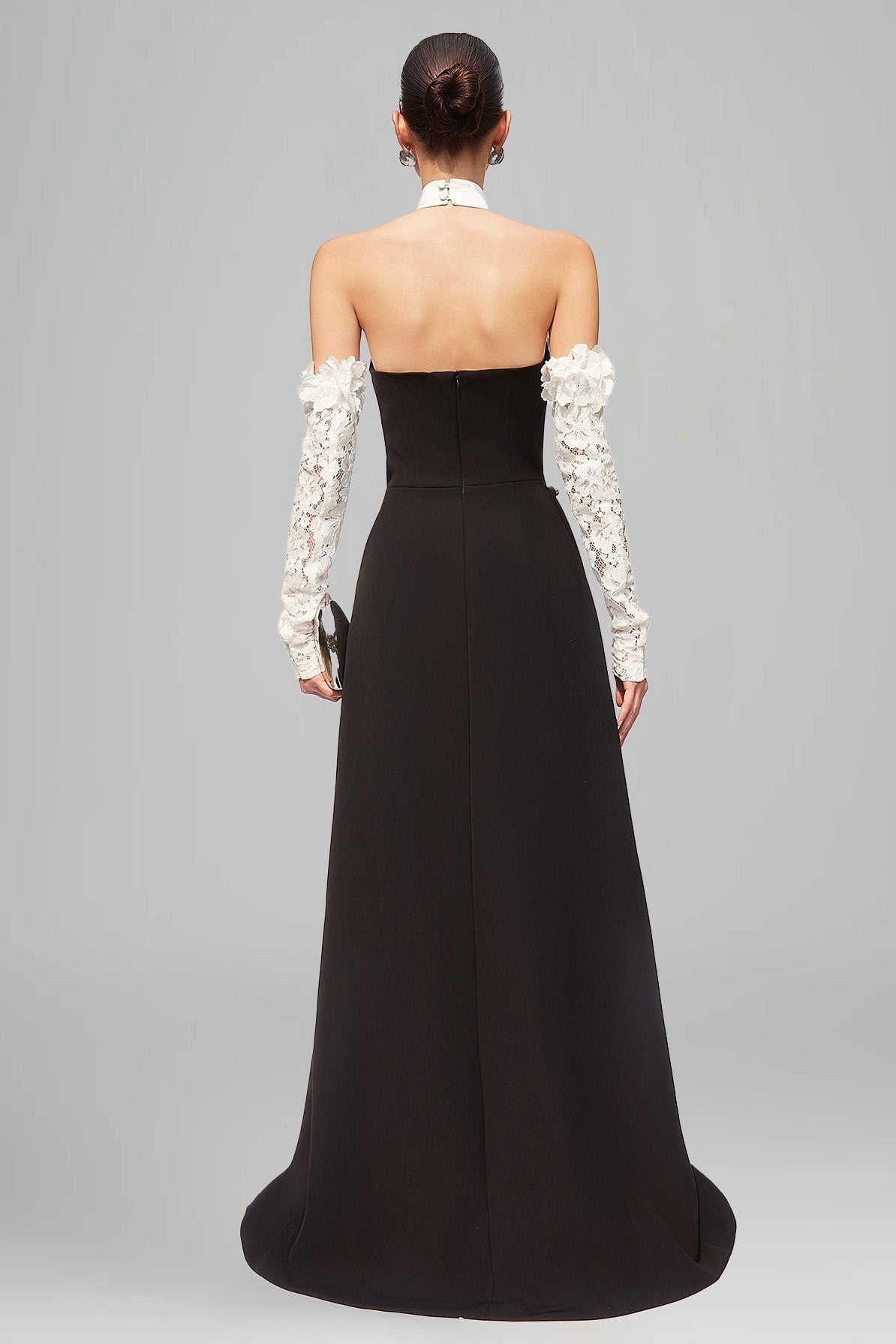 Contrast Color 3D Flower  Pleated Maxi Dress