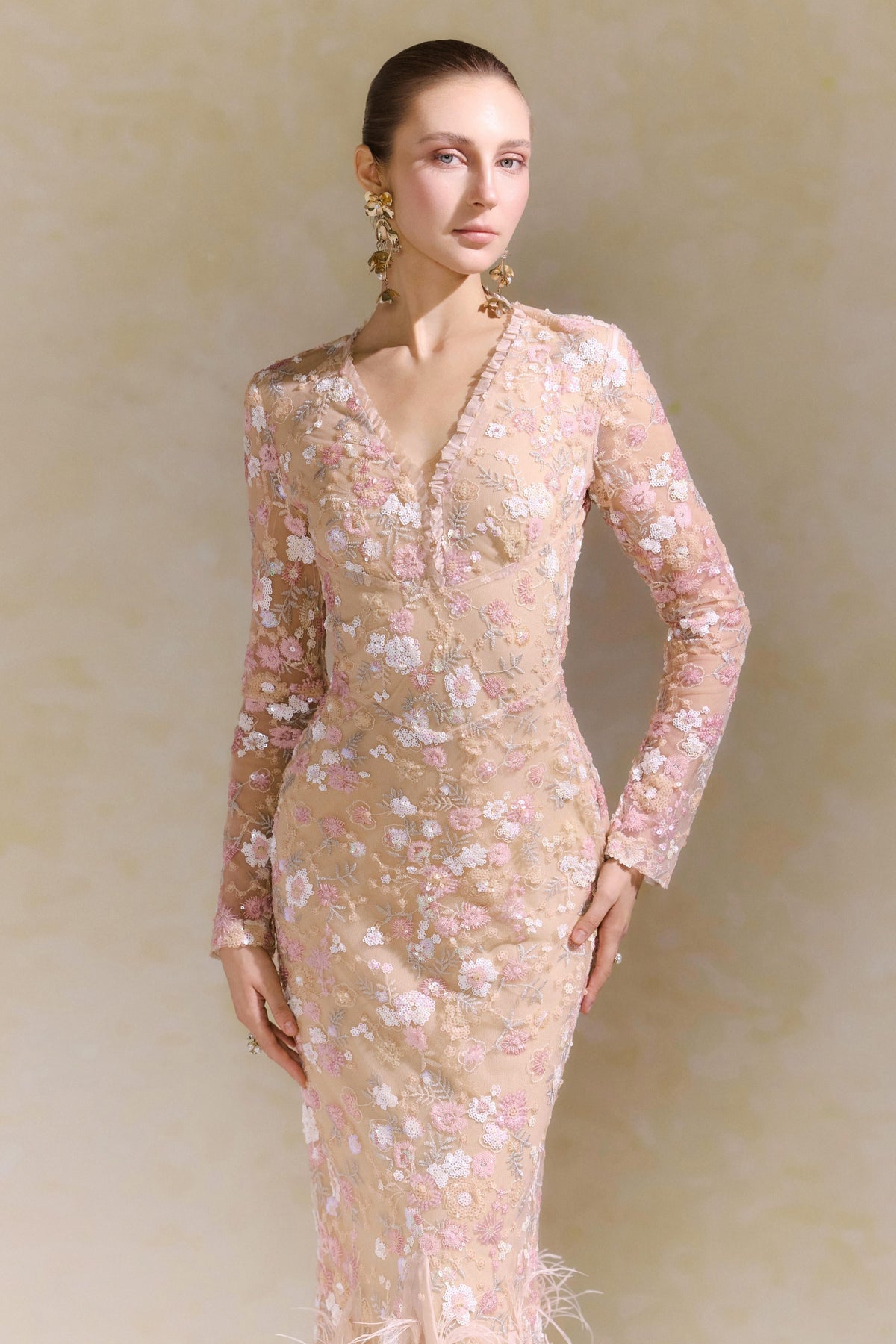 Sequin Embroidery Tassel Maxi Dress