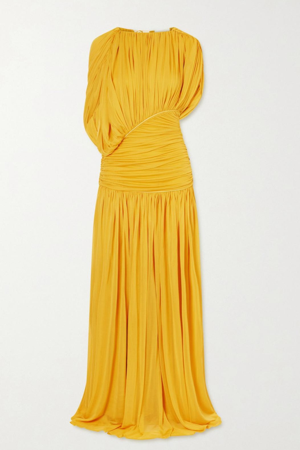 Round Neck Gathering Asymmetrical Maxi Dress
