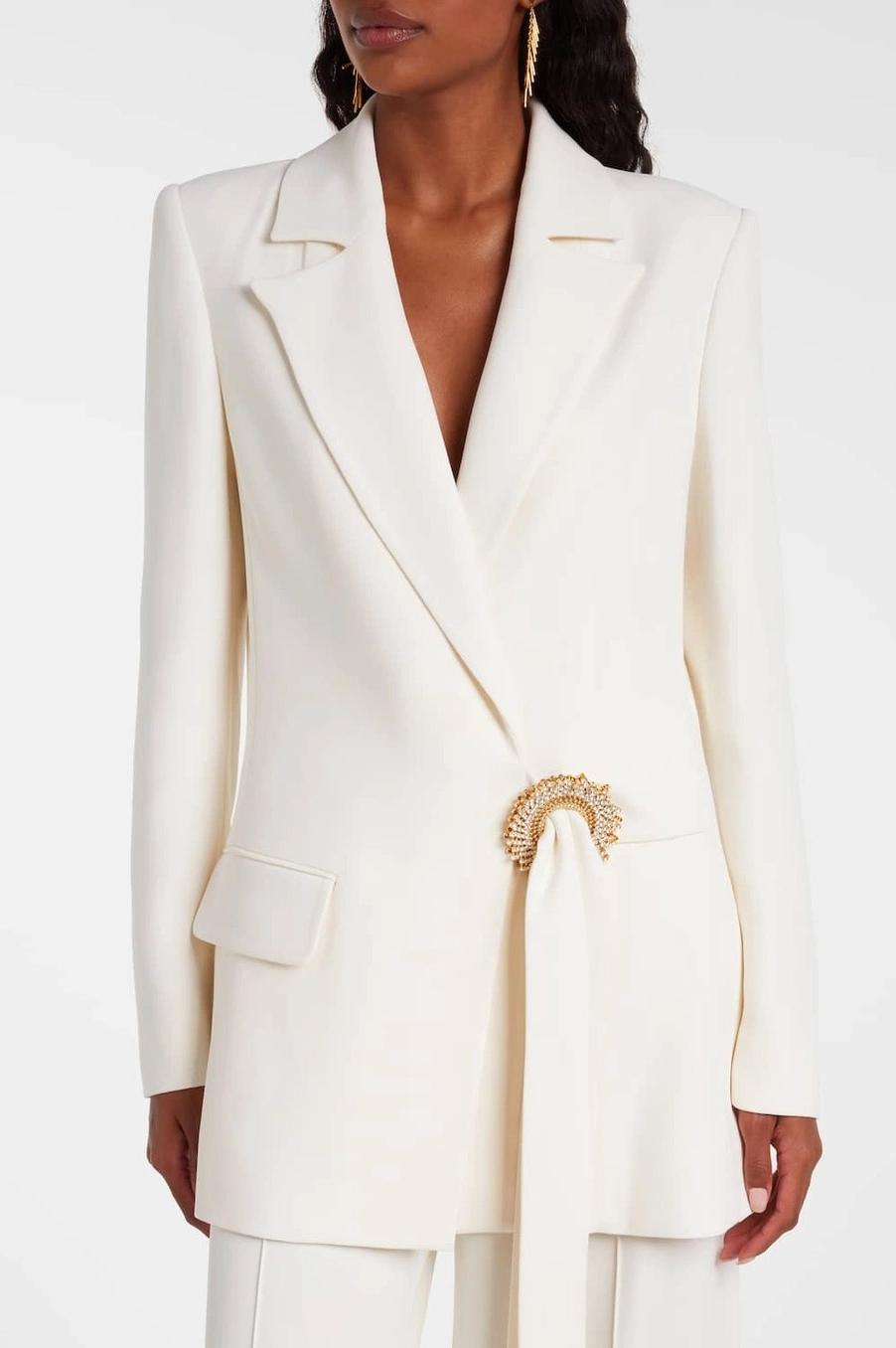 Embellished Lace-Up Blazer & High Waist Pants Set