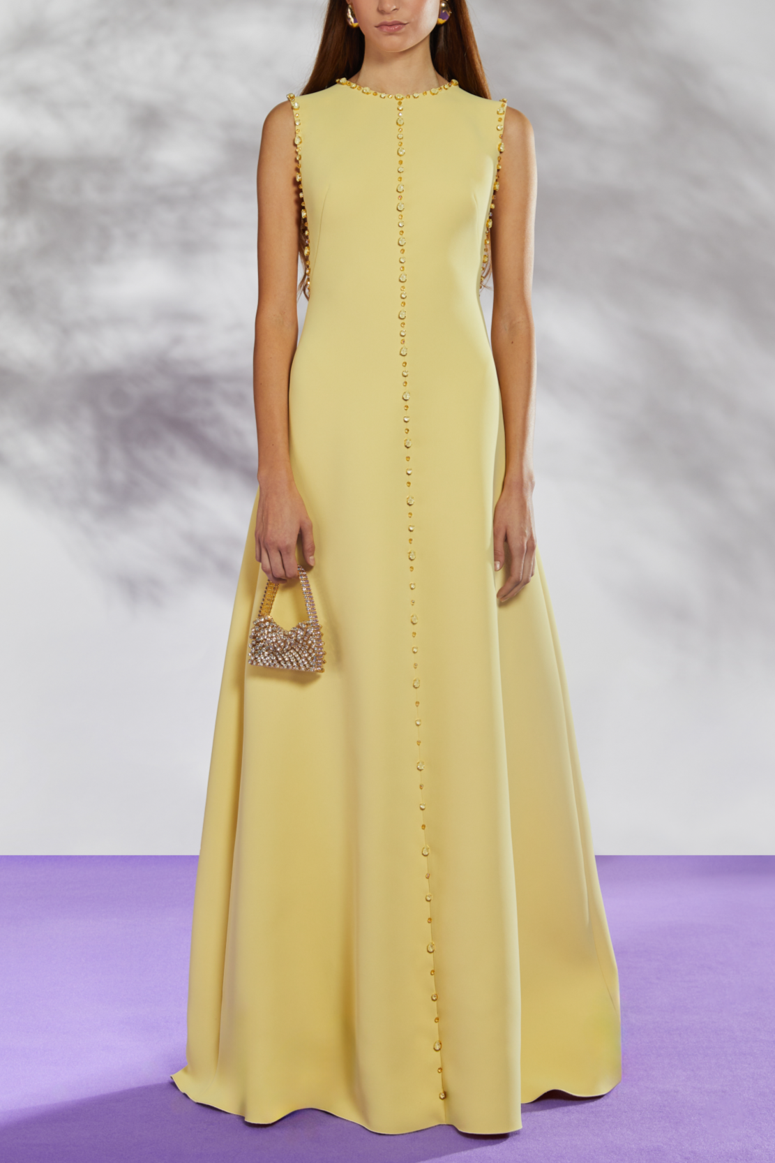 Rhinestone Pearl Rivets Sleeveless Maxi Dress