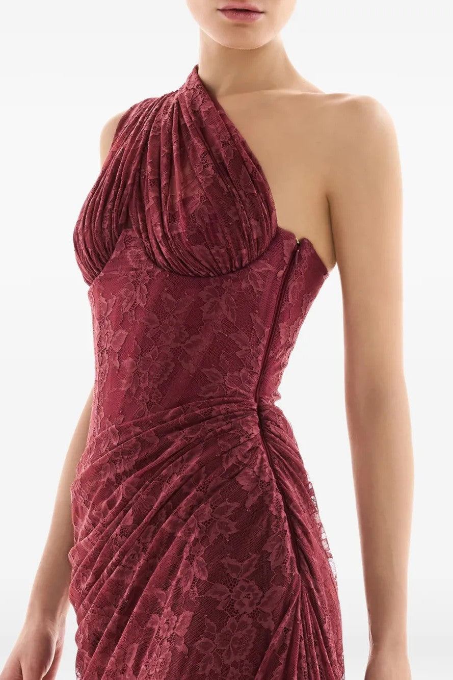 Lace One Shoulder Slit Maxi Dress
