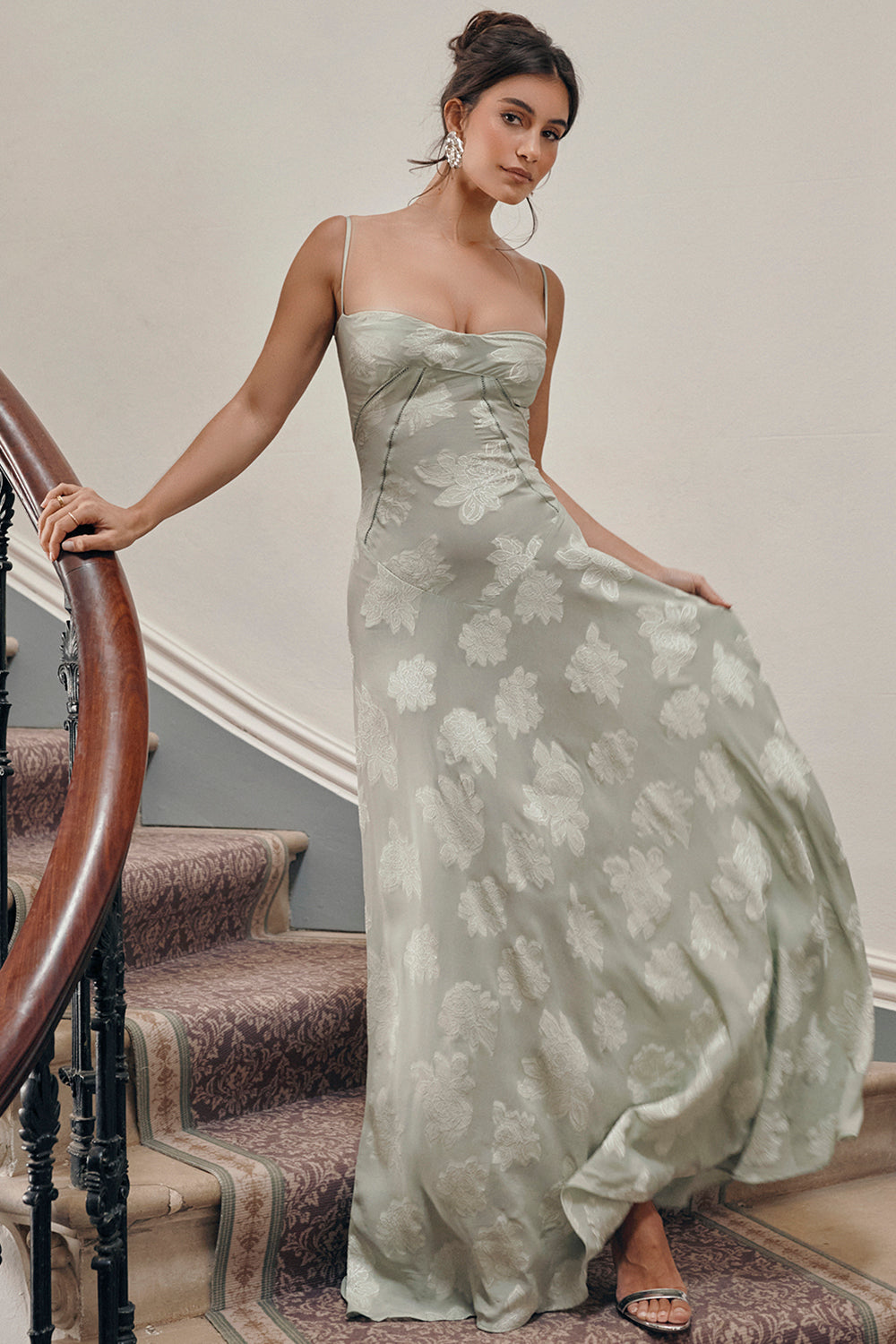 Jacquard Sleeveless Slip Maxi Dress