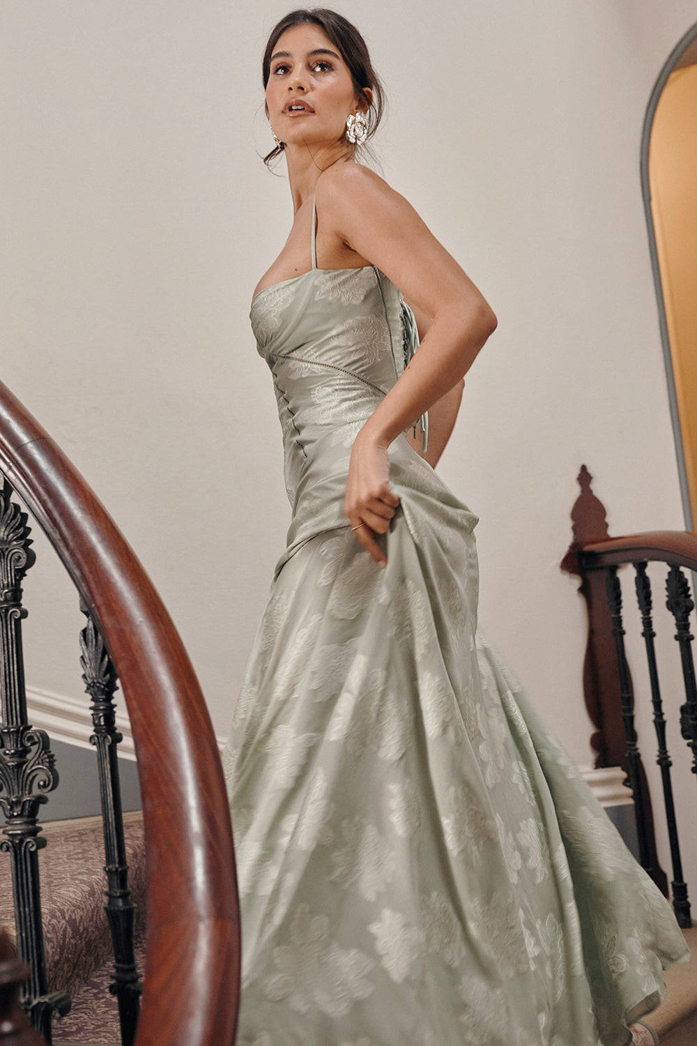 Jacquard Sleeveless Slip Maxi Dress