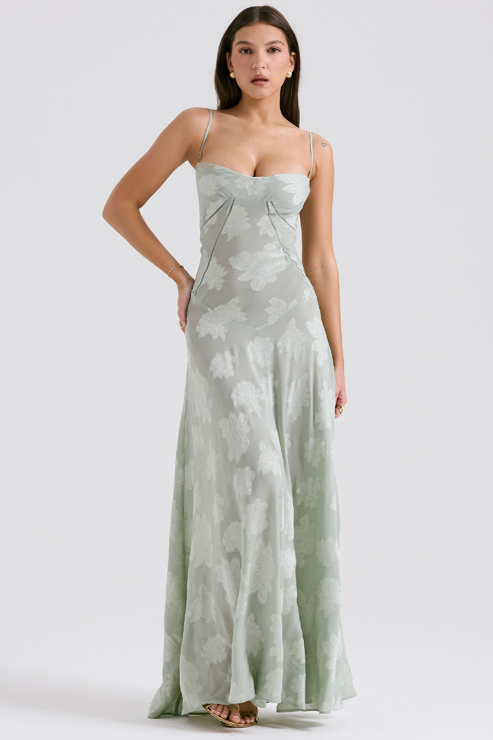Jacquard Sleeveless Slip Maxi Dress