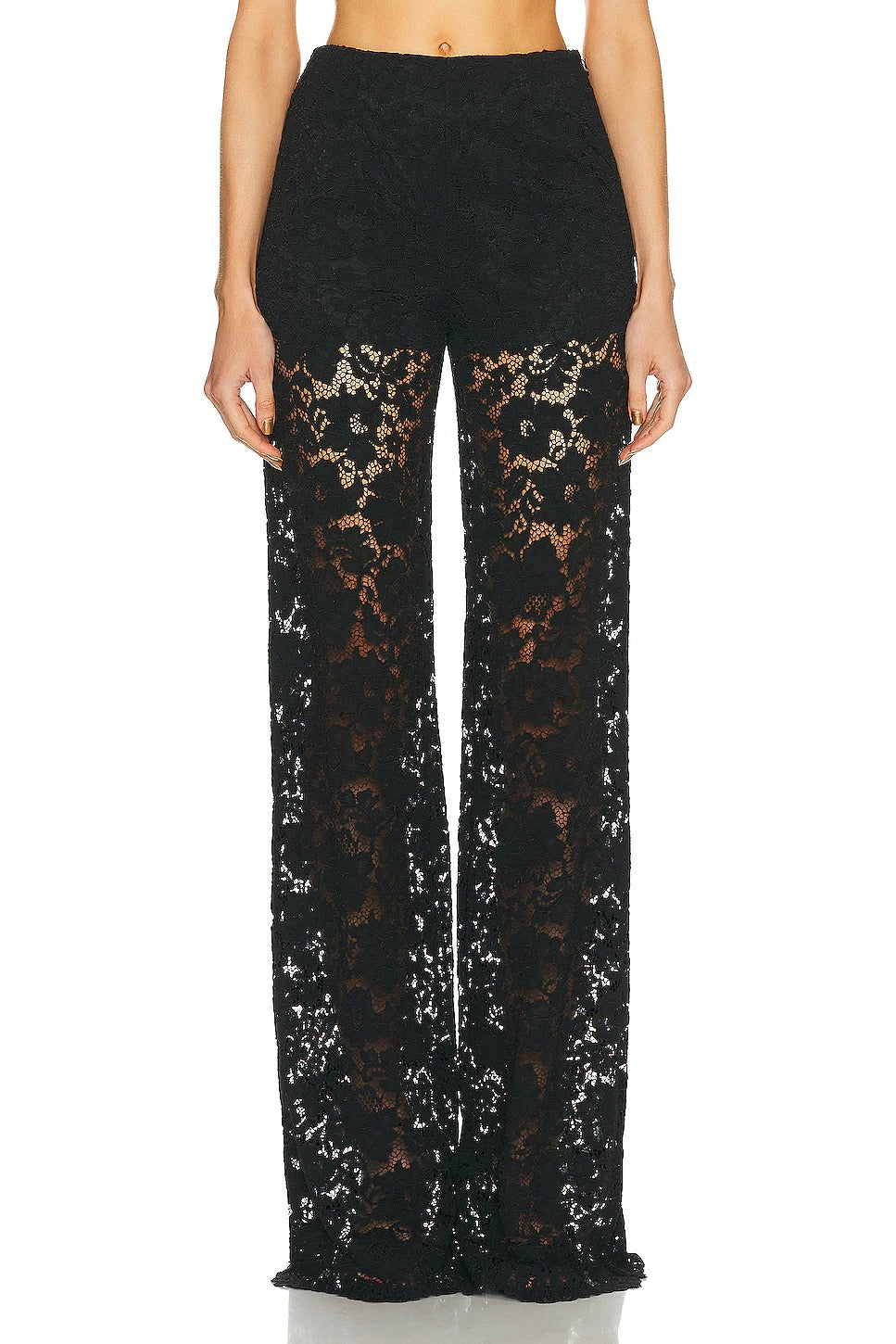 Lace Fitted Blazer & Flared High Waist Pants Set