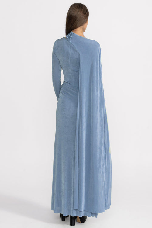 3D Flower Asymmetrical Cape Cut-Out Midi Dress