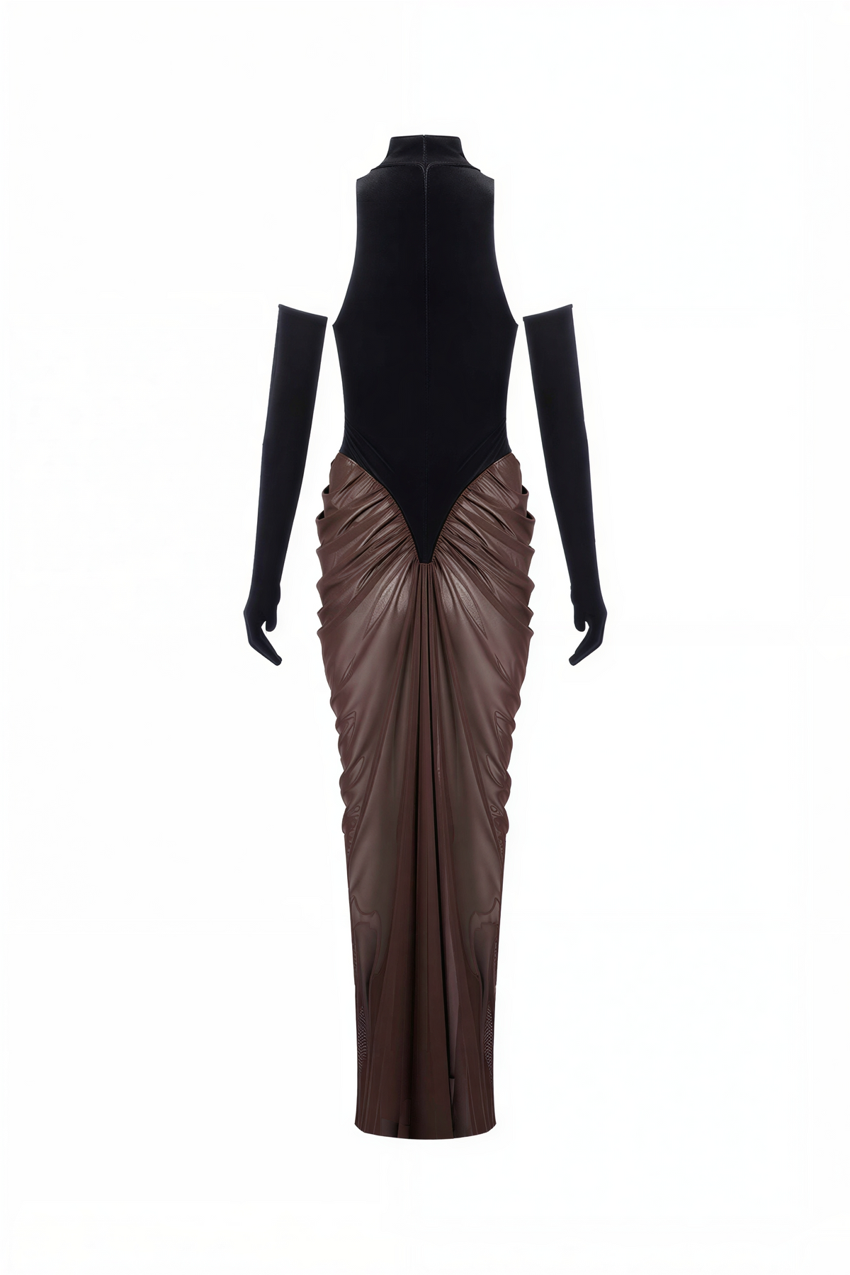 Velvet Splicing Gathering Maxi Dress With Gloves