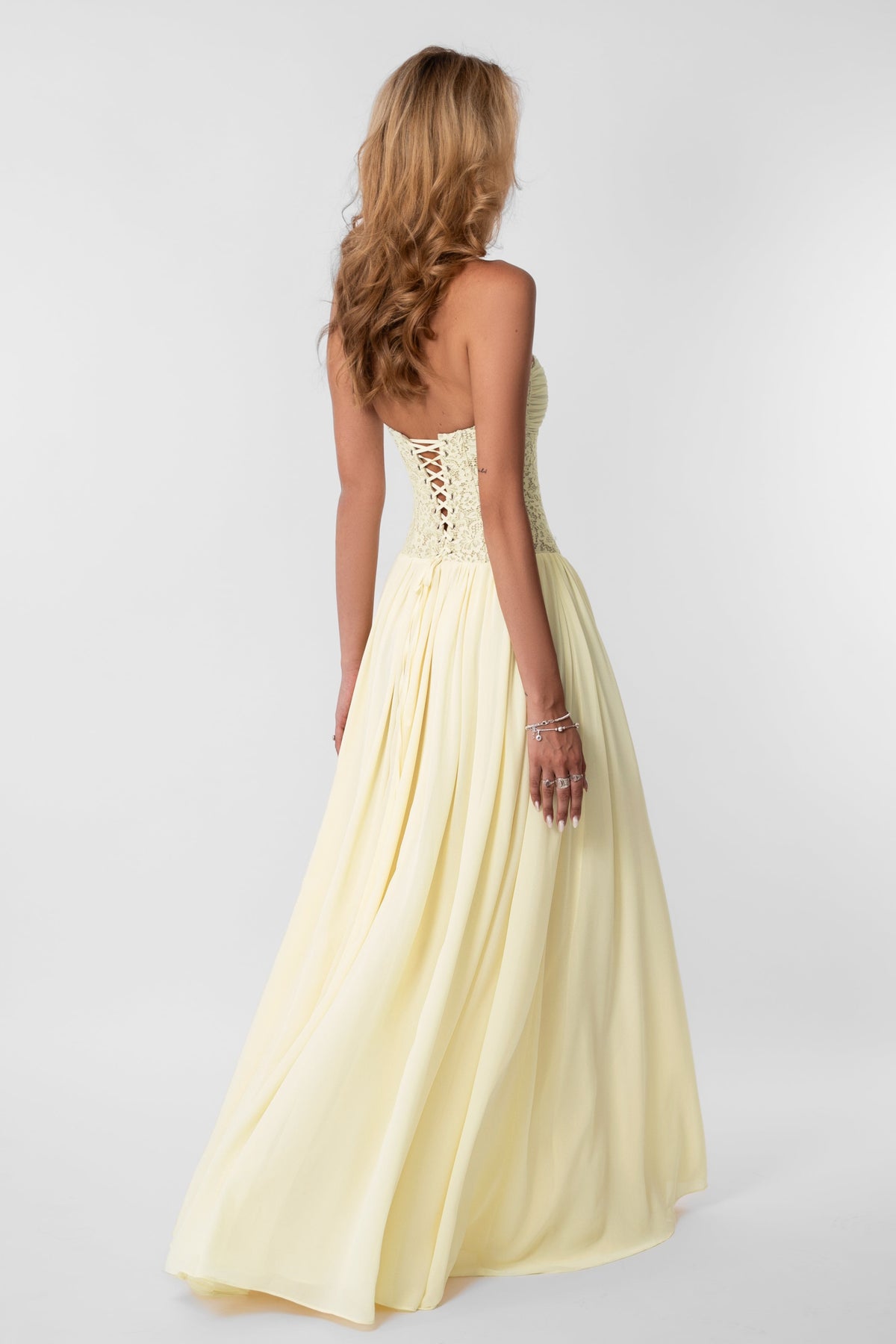 Lace Gathering Halter Neck Maxi Dress