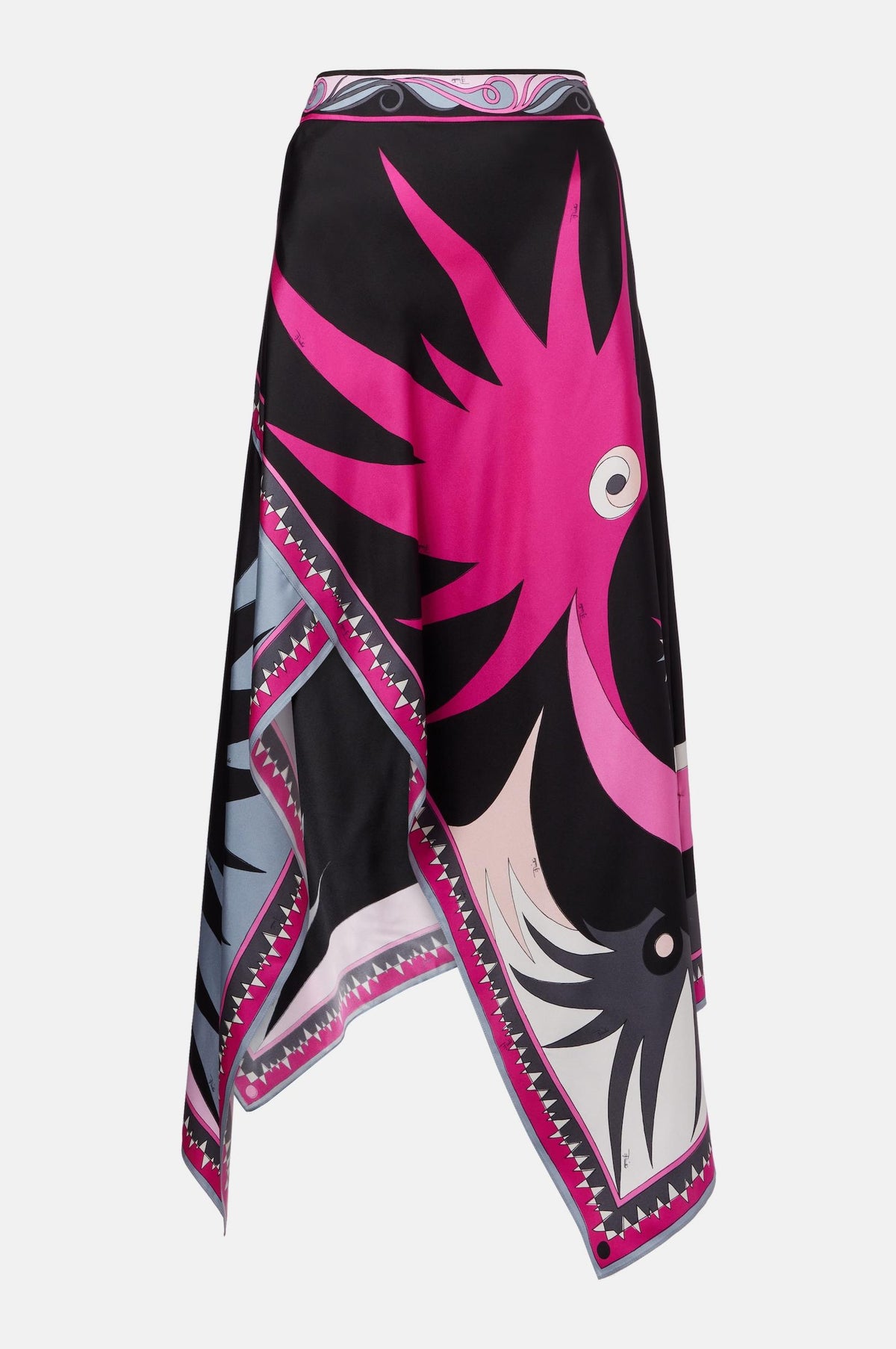 Scarf Print Cape Top & Slit High Waist Midi Skirt Set