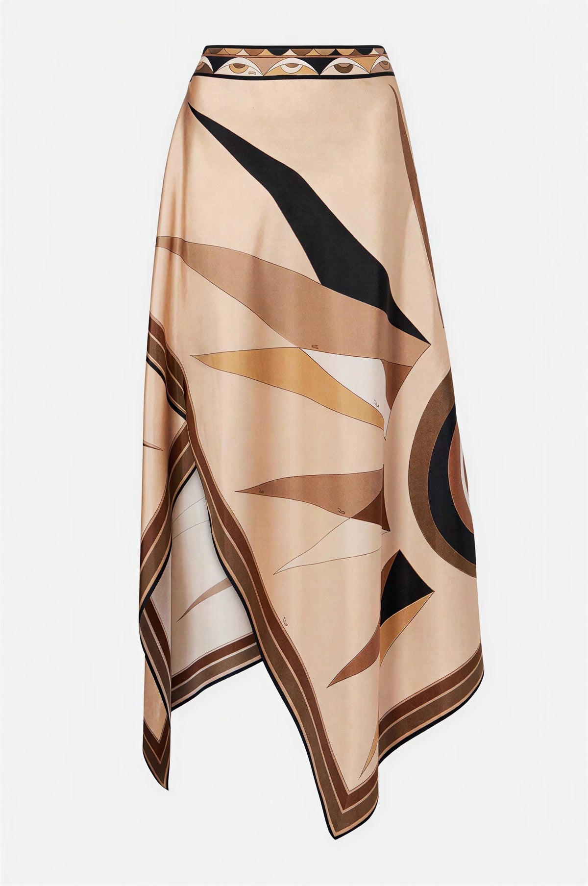 Scarf Print Cape Top & Slit High Waist Midi Skirt Set