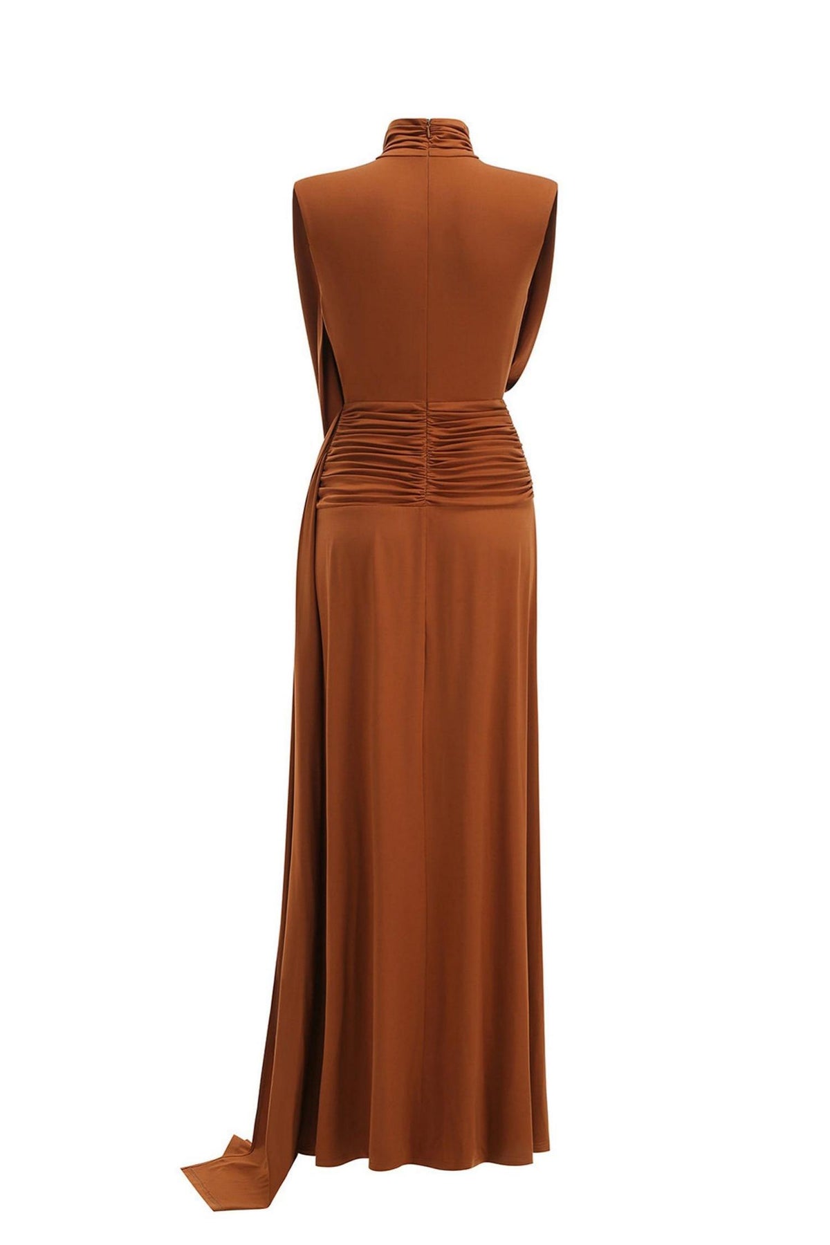 Jersey Ruched V-Neck Maxi Dress