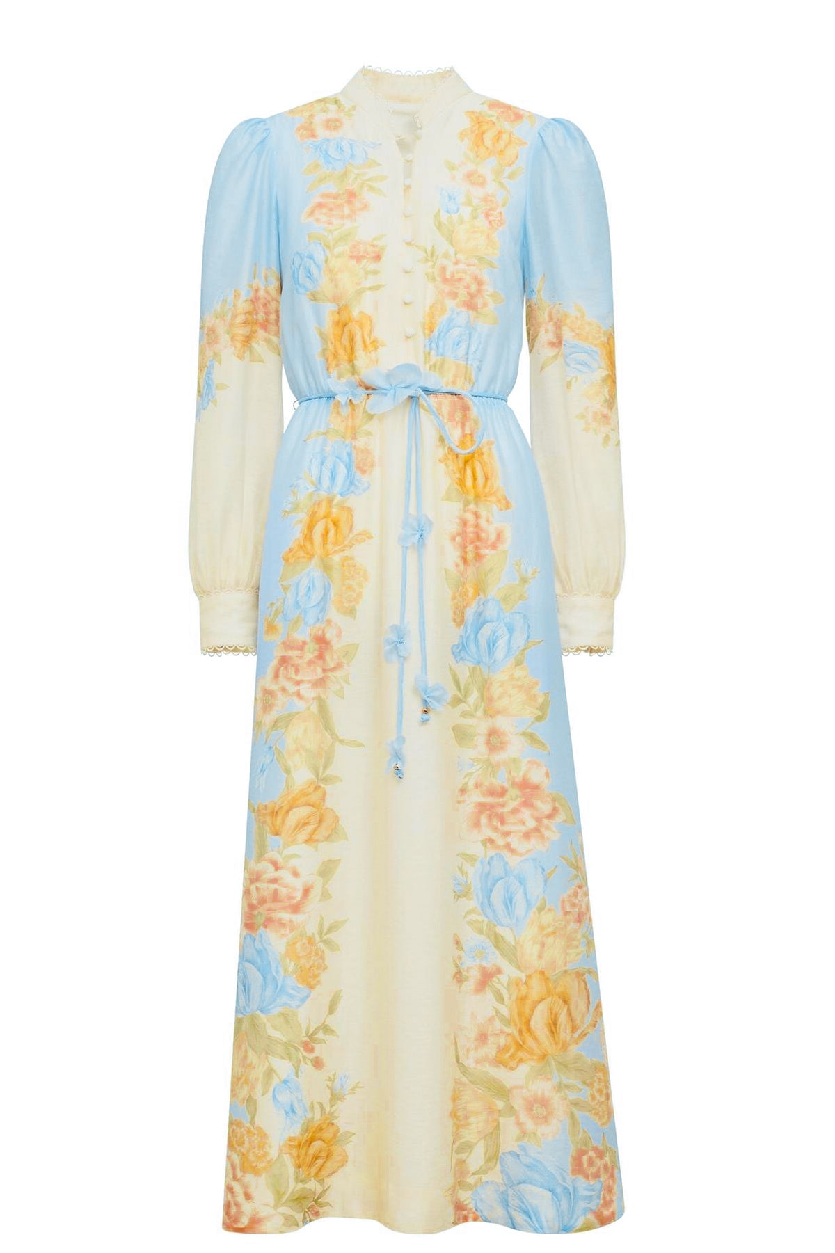 Floral Button Long Sleeve Midi Dress