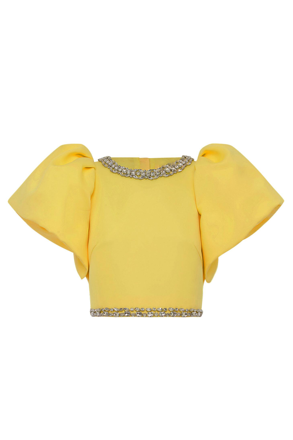 Rhinestone Puff Sleeve Top & High Waist Midi Skirt Set