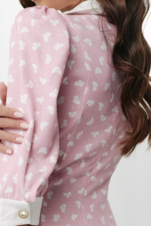 Floral Button Bow Midi Dress