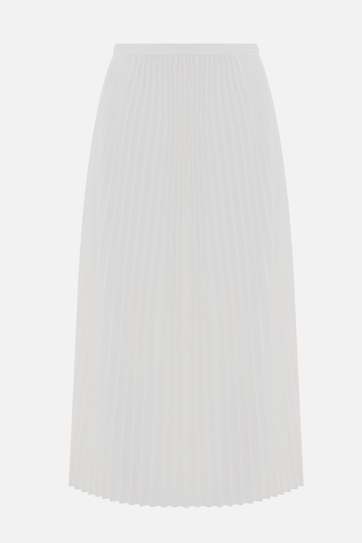 Contrast Color Button Top & Pleated Mid Waist Midi Skirt Set