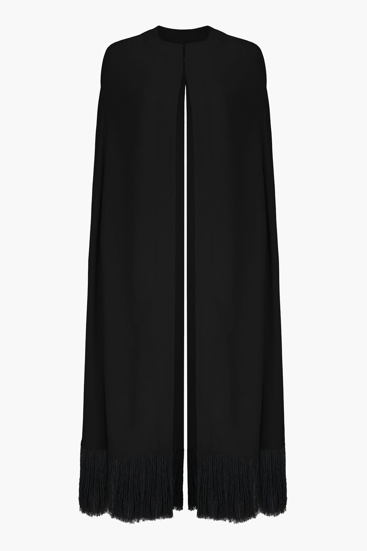  Solid Tassel Hem Long Cape