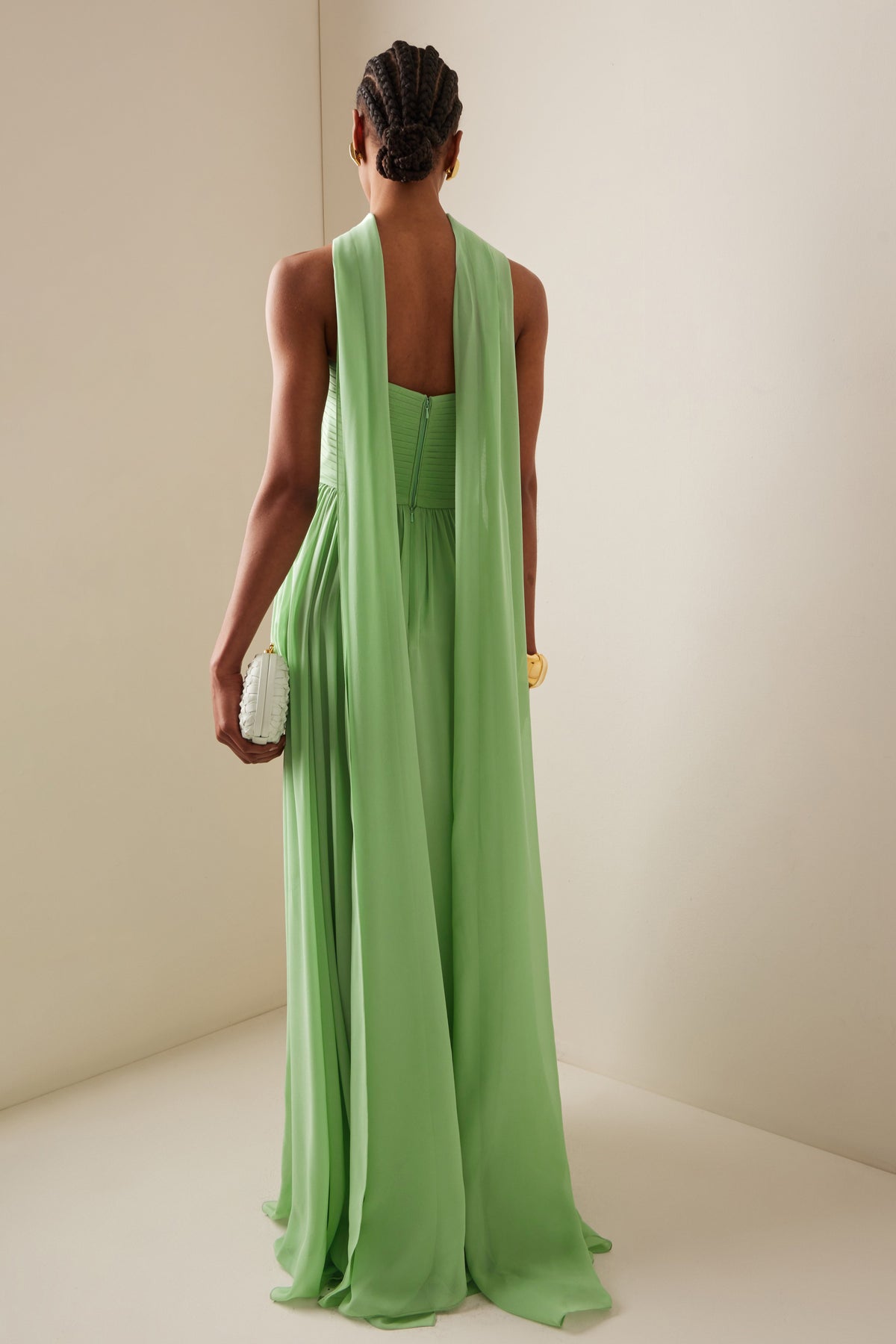 Strapless Pleated scarf Maxi Dress
