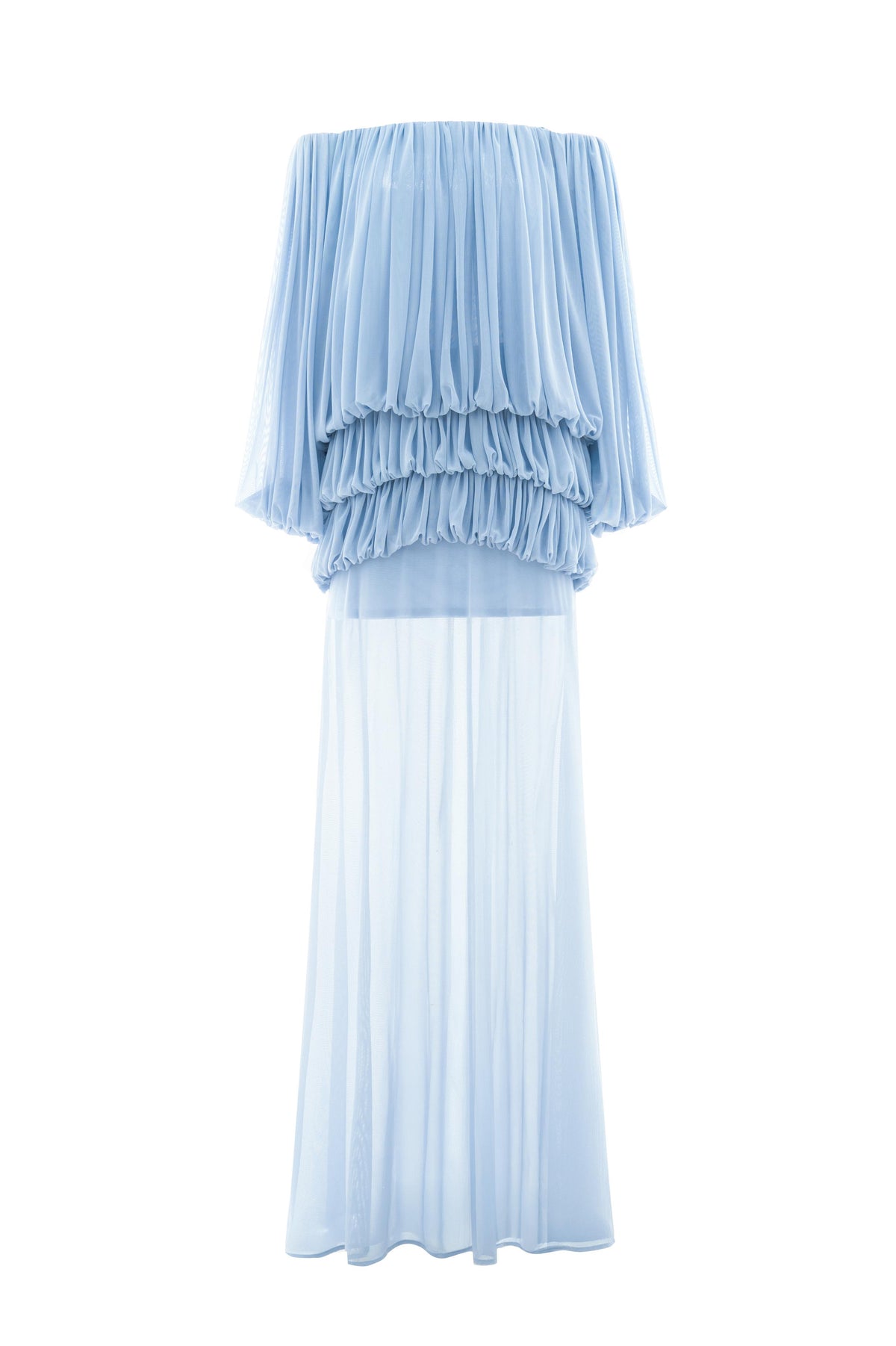 Off Shoulder Gathering Top & Mid Waist Midi Skirt Set