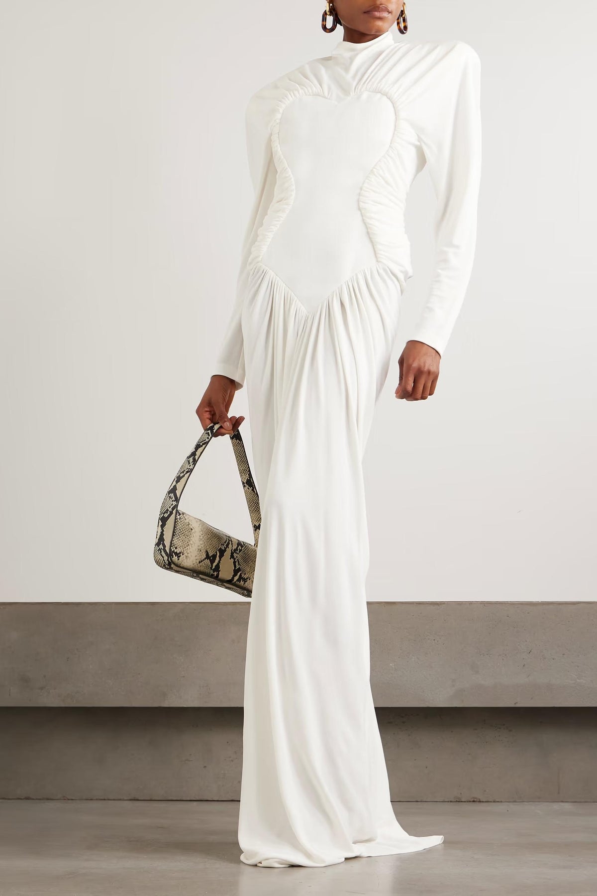 Jersey Gathering Long Sleeve Maxi Dress