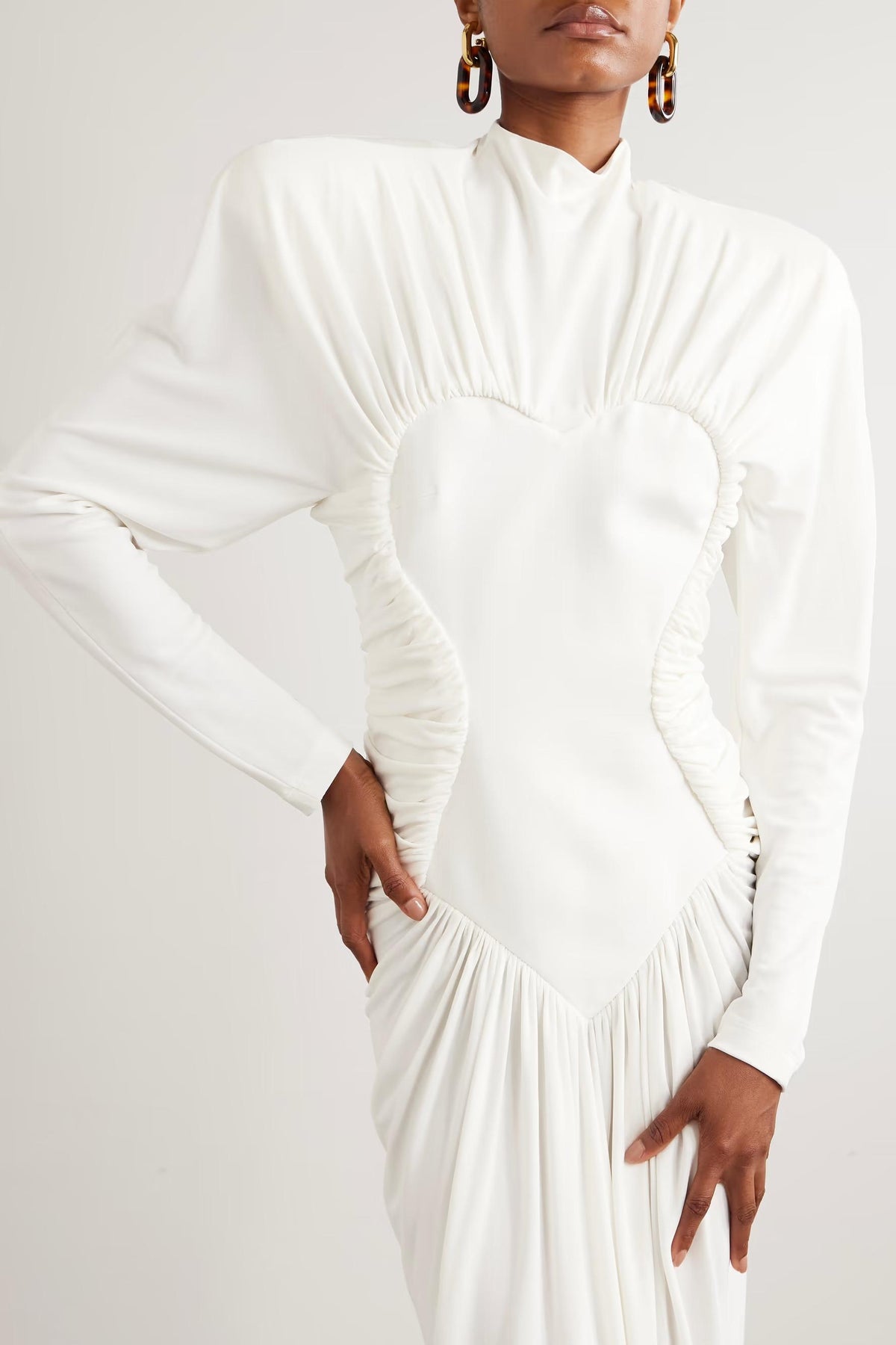 Jersey Gathering Long Sleeve Maxi Dress