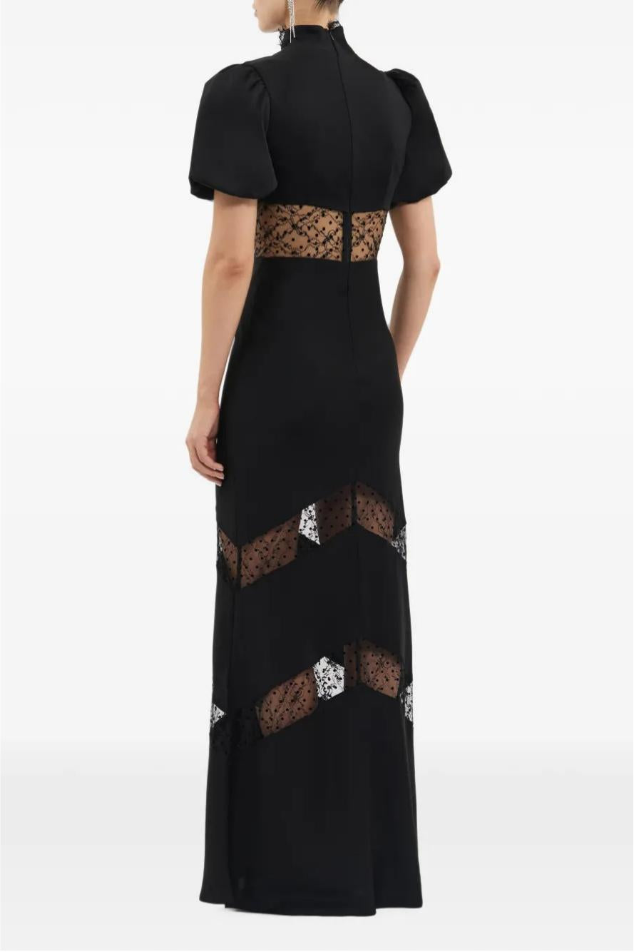 Lace Bow Puff Sleeve Maxi Dress