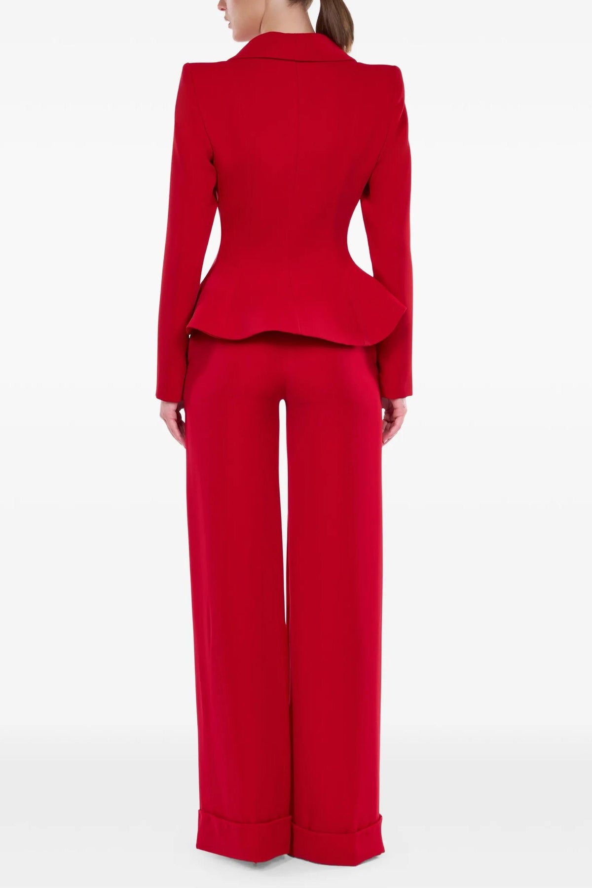 Nail Bead Embroidery Blazer & High Waist Wide Leg Pants Set
