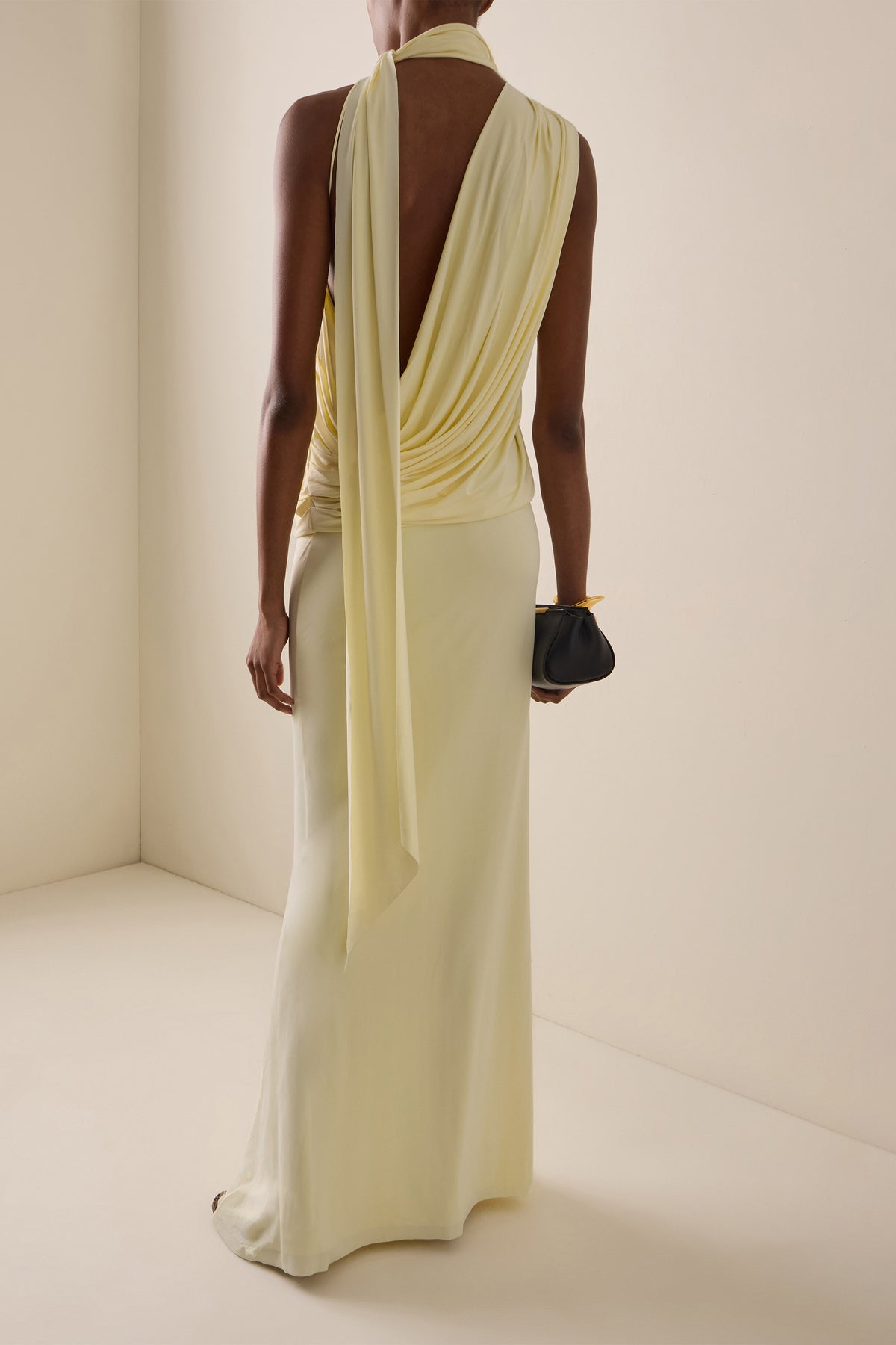 Solid Gathering Top & High Waist Maxi Skirt Set