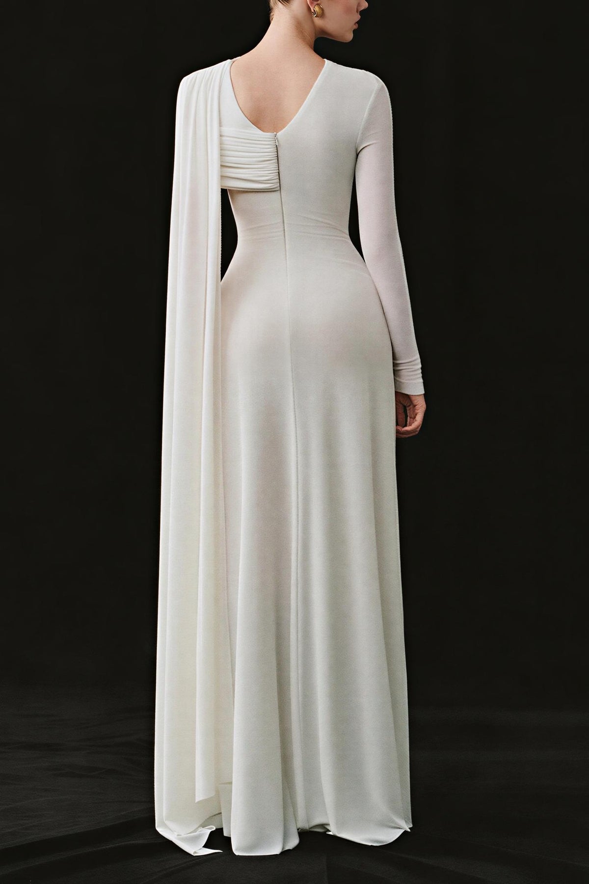 Twisted Gathering Cape Maxi Dress