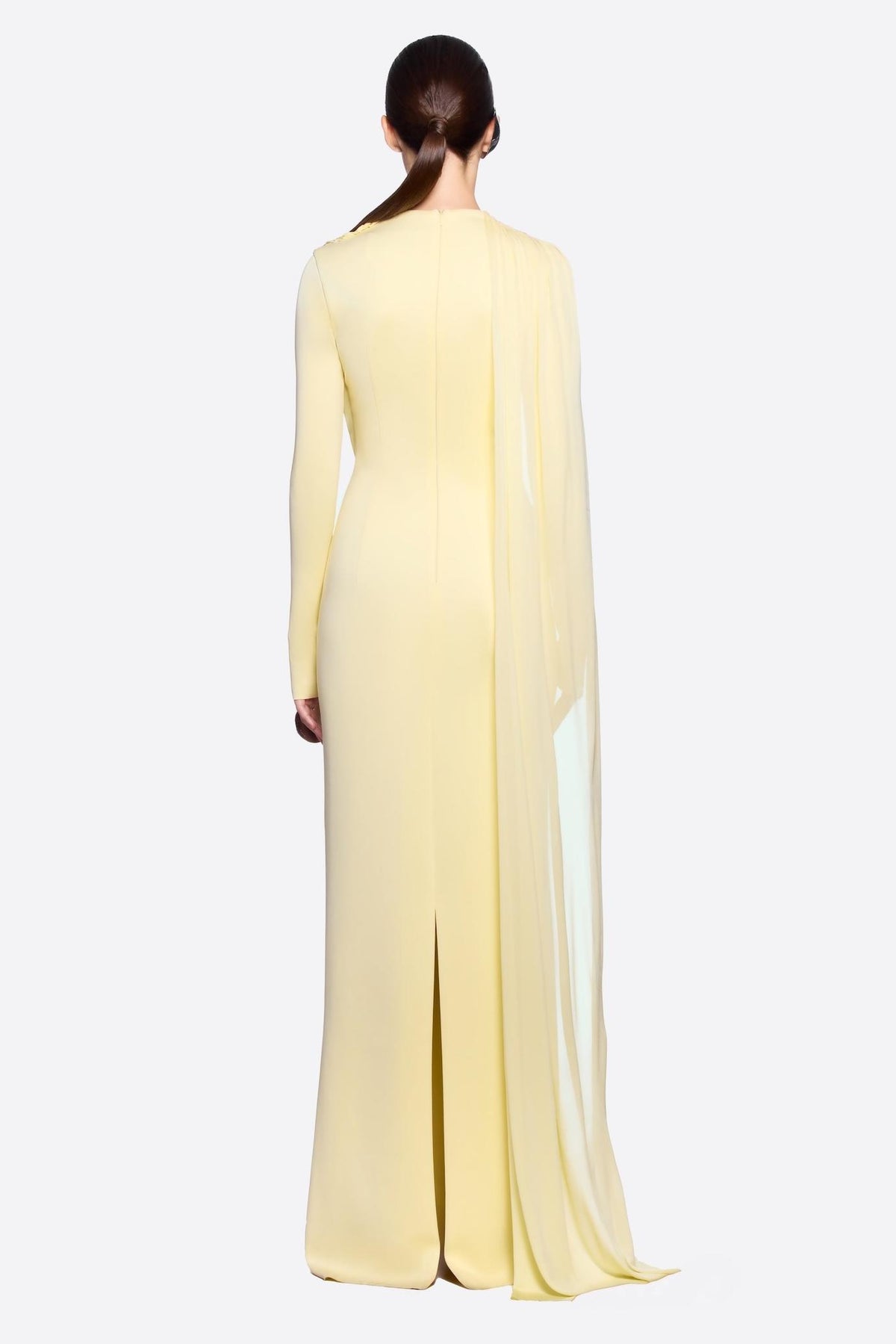 Gathering Cape Long Sleeve Maxi Dress