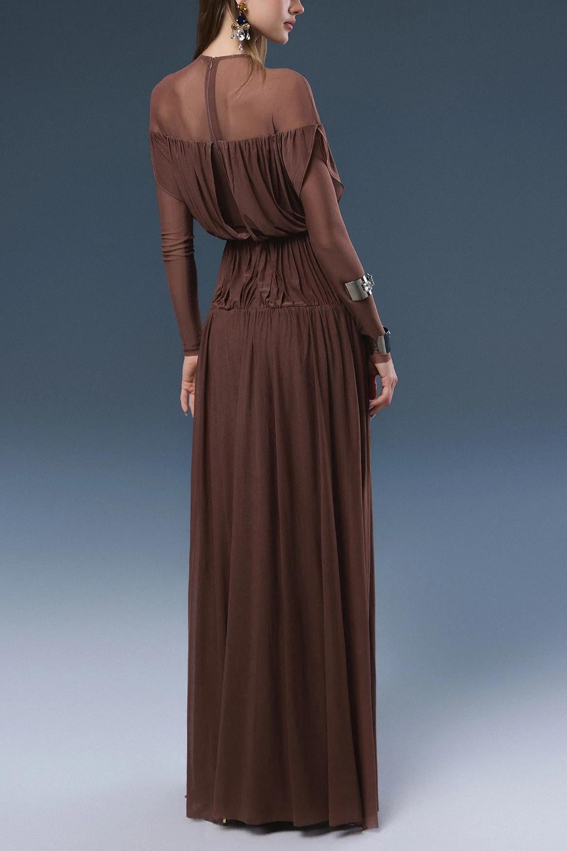 Twisted Ruched Long Sleeve Maxi Dress