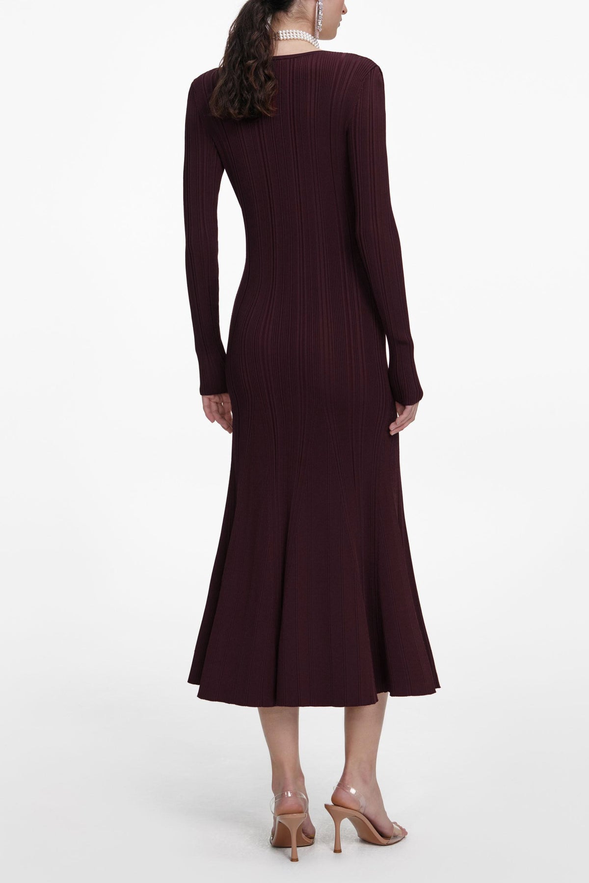 Lace Splicing V-Neck Midi Dress