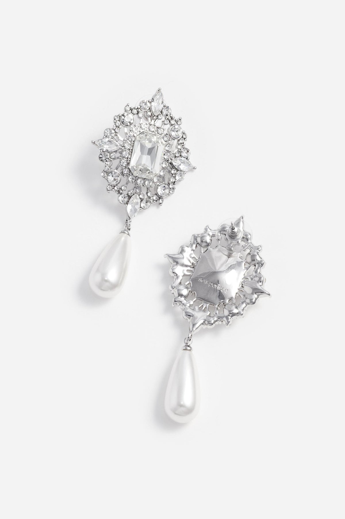 Crystal Faux Pearl Droplet Earrings