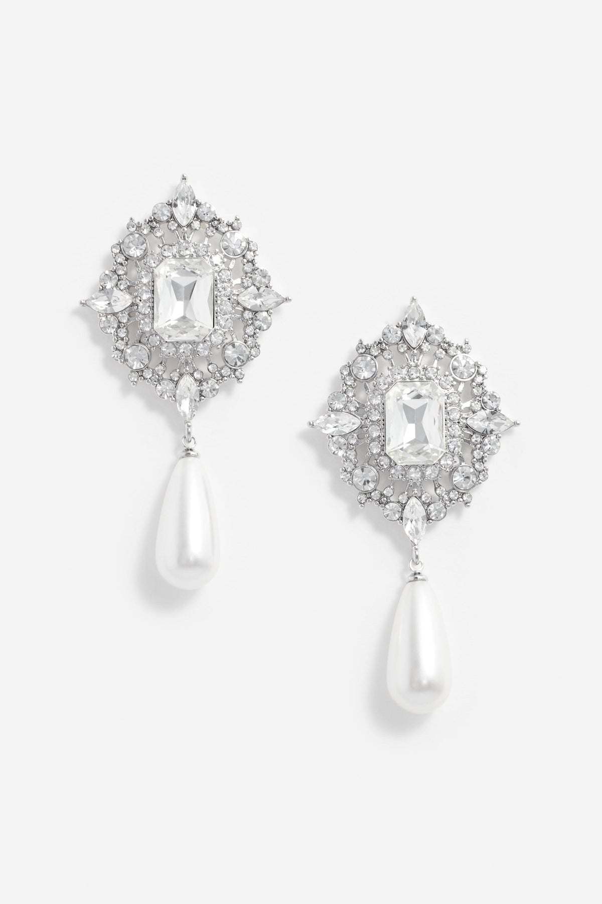 Crystal Faux Pearl Droplet Earrings