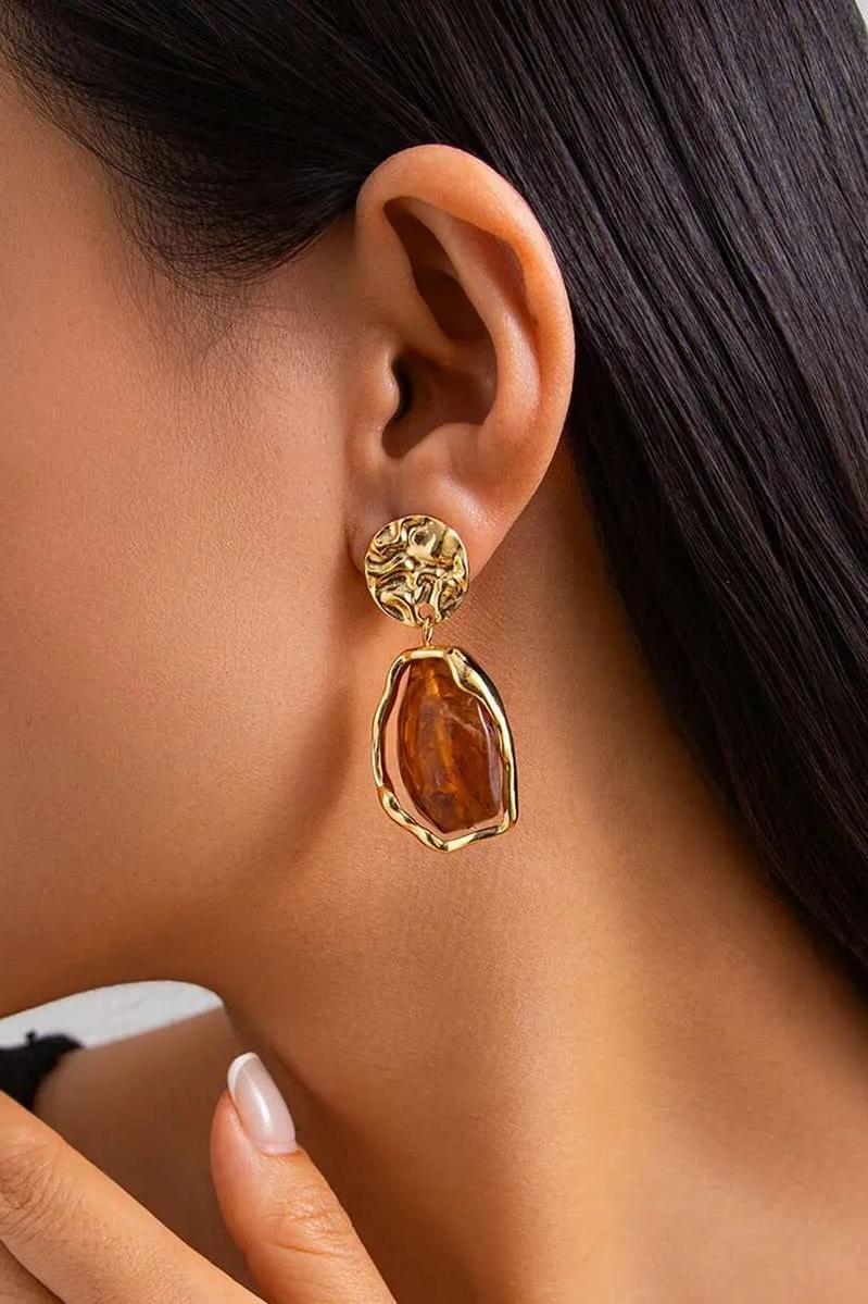 Metal Hammered Resin Earrings