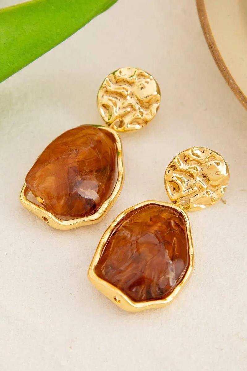 Metal Hammered Resin Earrings