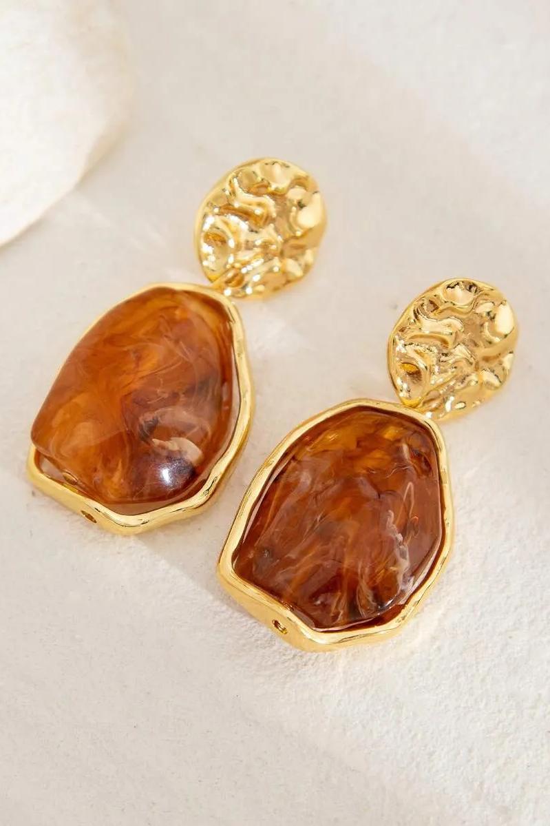 Metal Hammered Resin Earrings