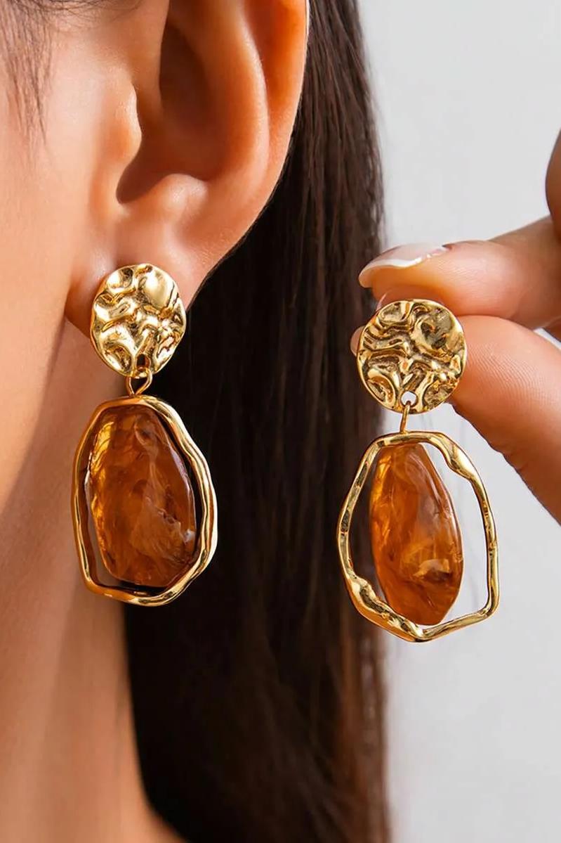 Metal Hammered Resin Earrings