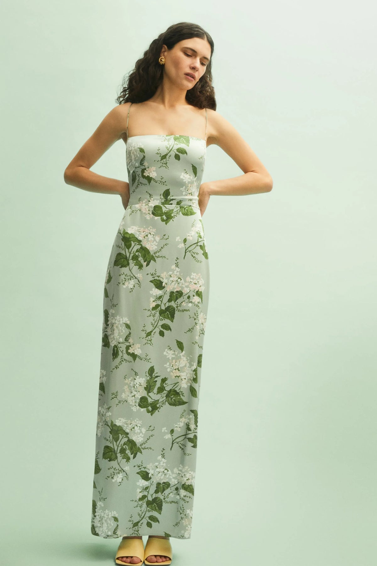 Satin Floral Cami Maxi Dress