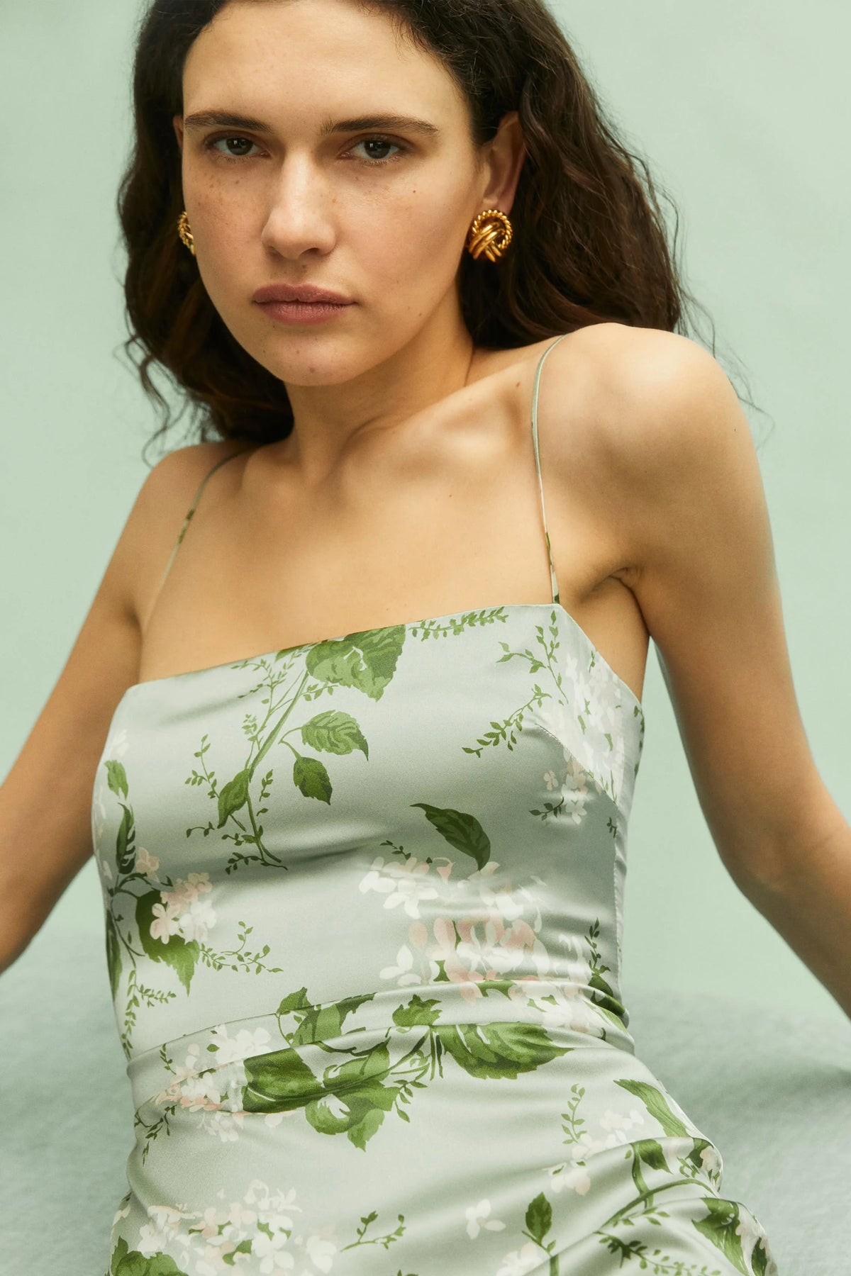 Satin Floral Cami Maxi Dress