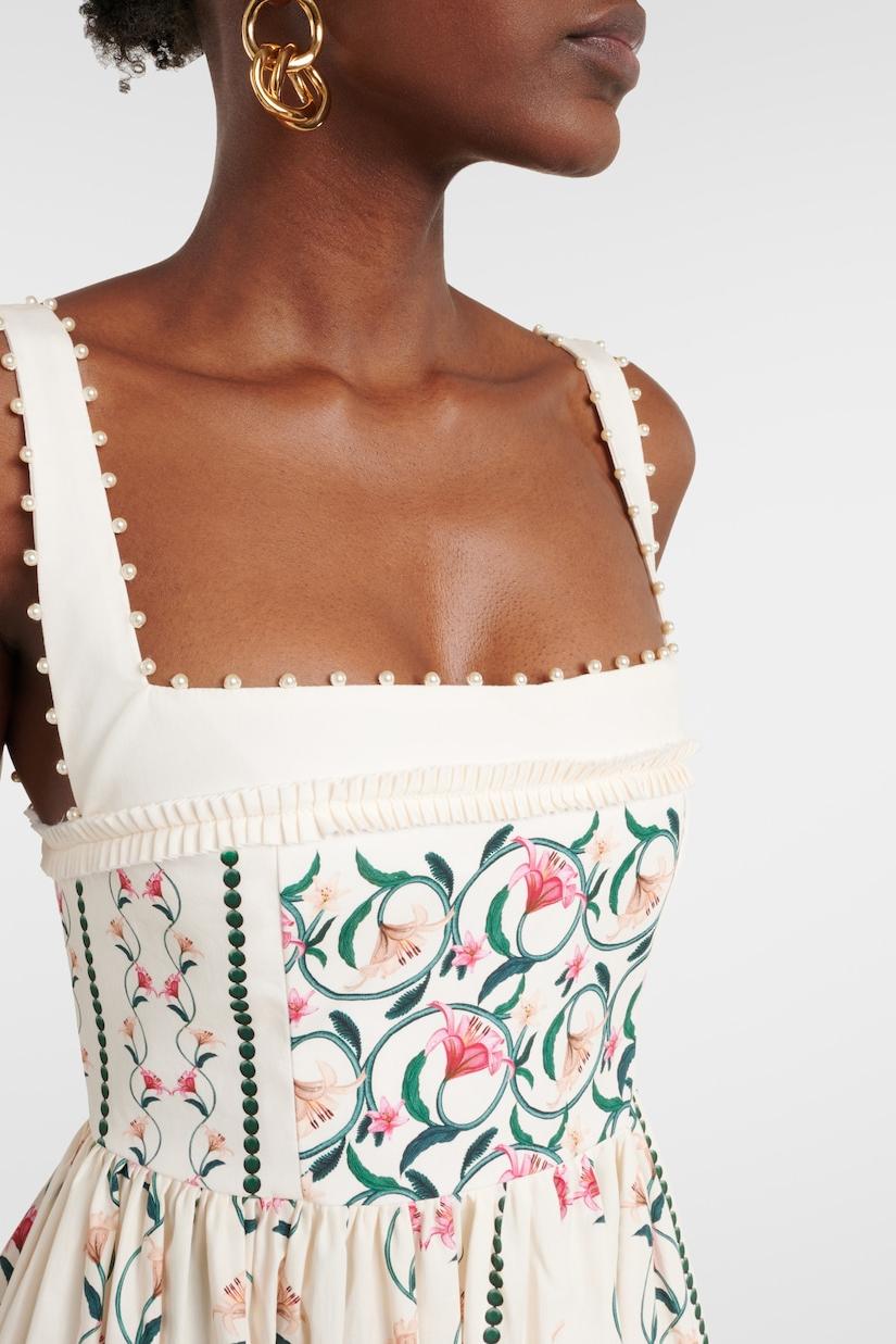 Floral Square Collar Sleeveless Midi Dress